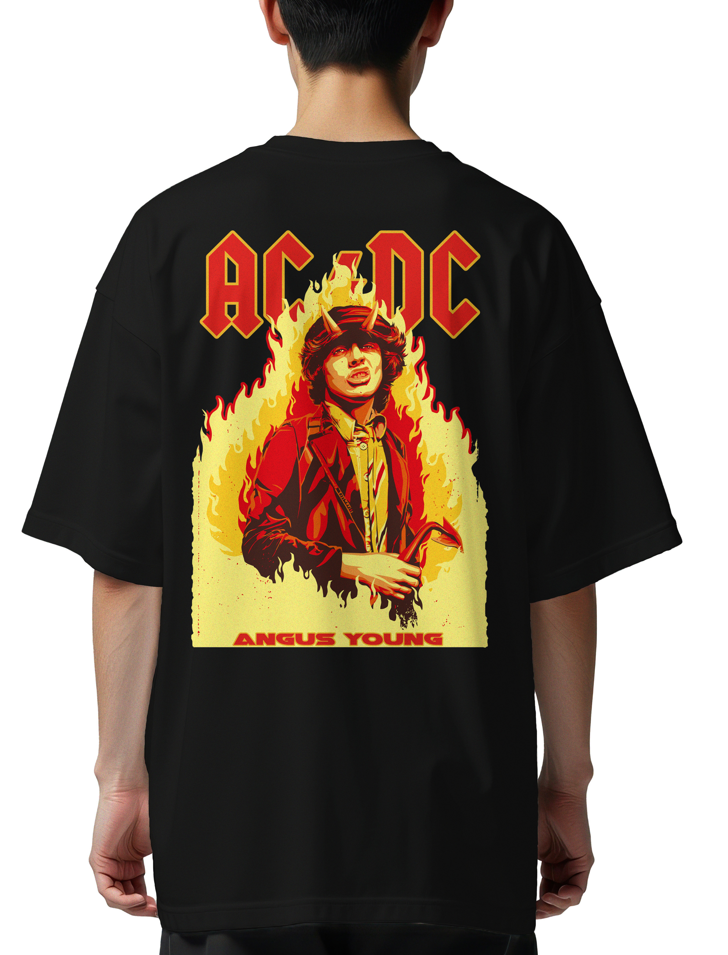 Oversized T-Shirt Angus Young Art1 Rock Avenue Black