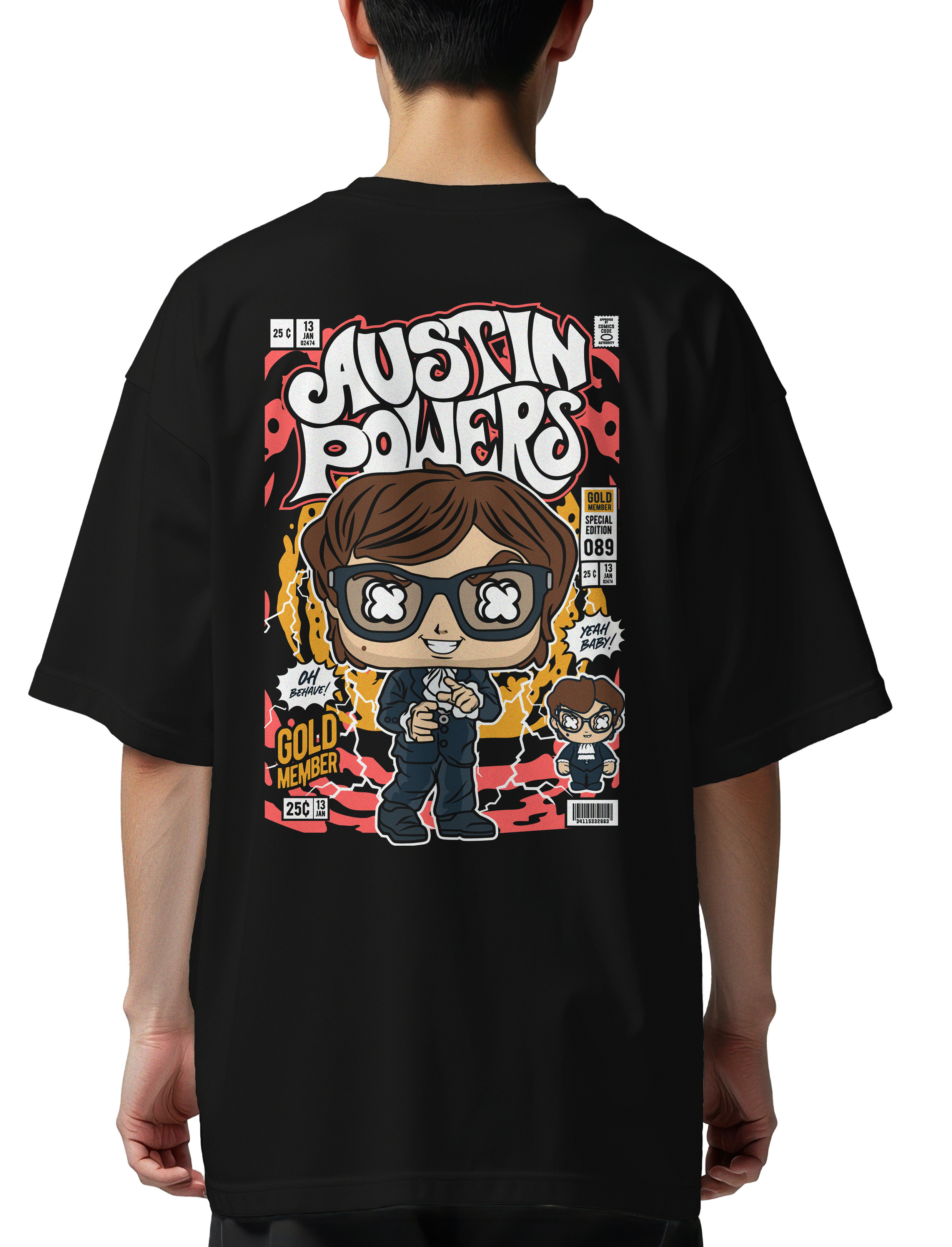 Oversized T-Shirt Austin Powers Pop Culture Black