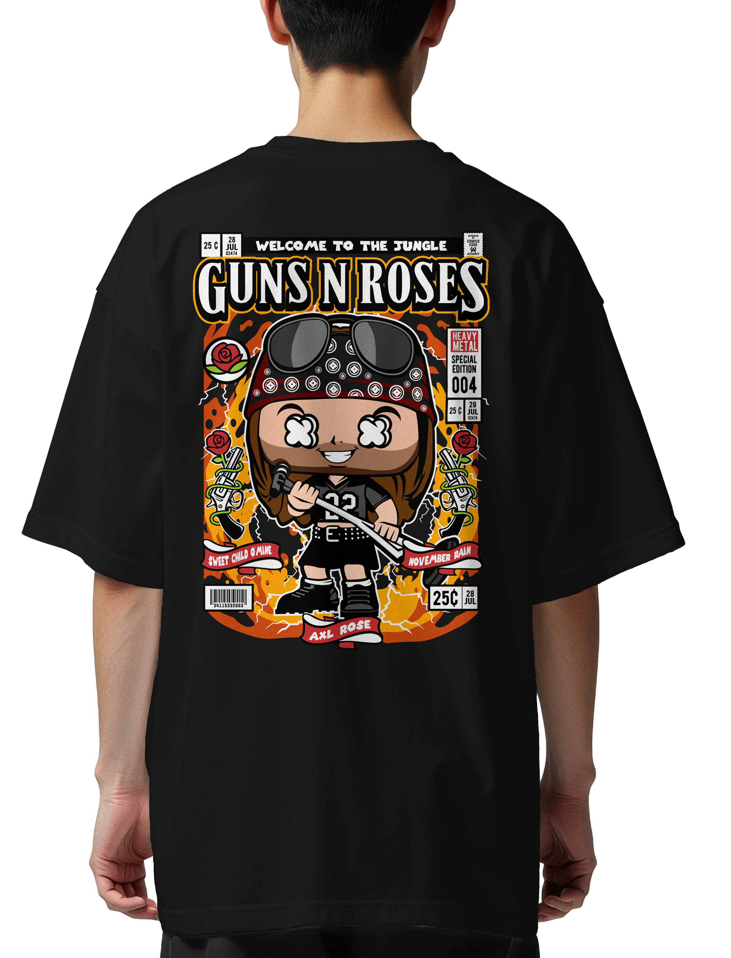 Oversized T-Shirt Axl Rose Pop Culture Black
