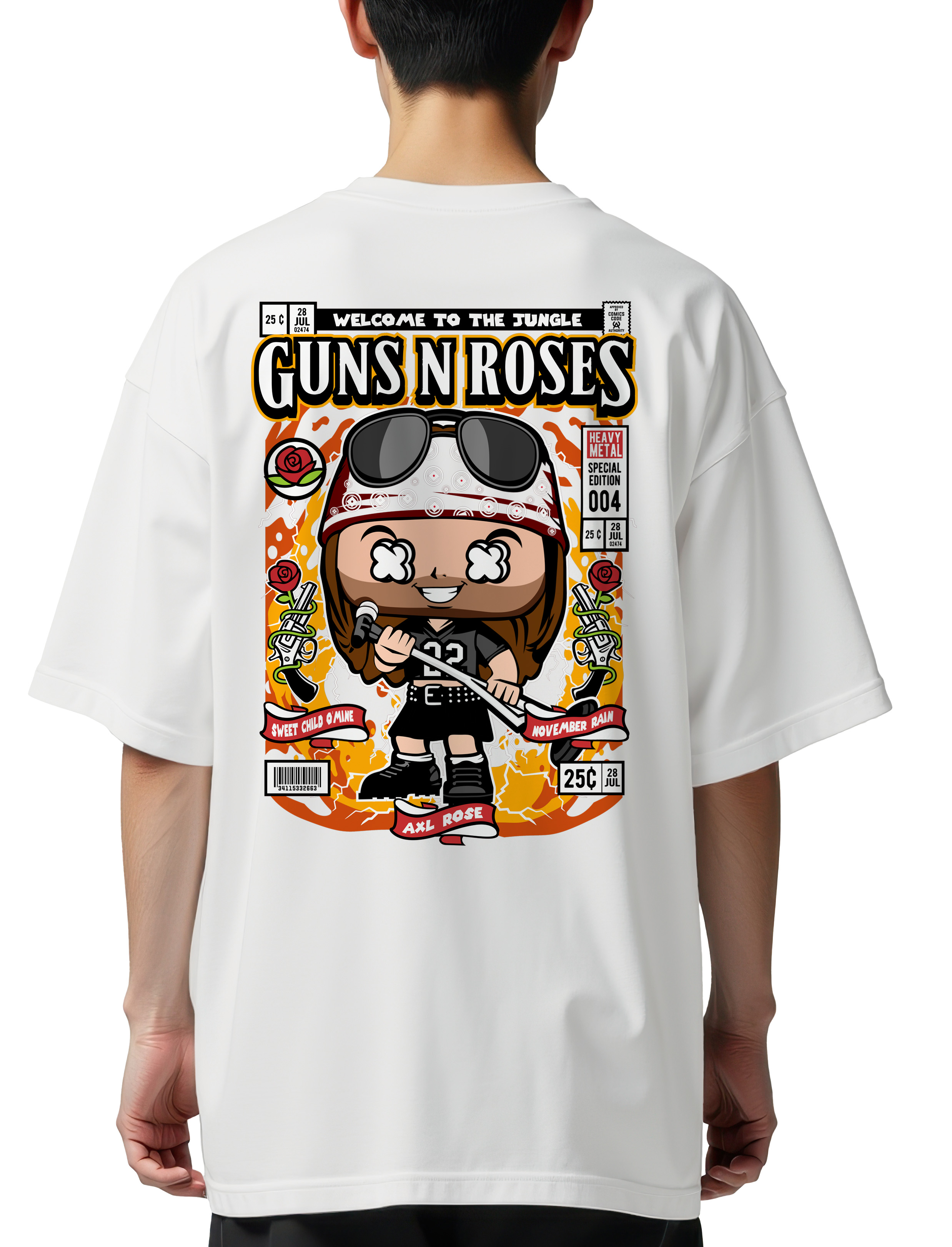 Oversized T-Shirt Axl Rose Pop Culture White