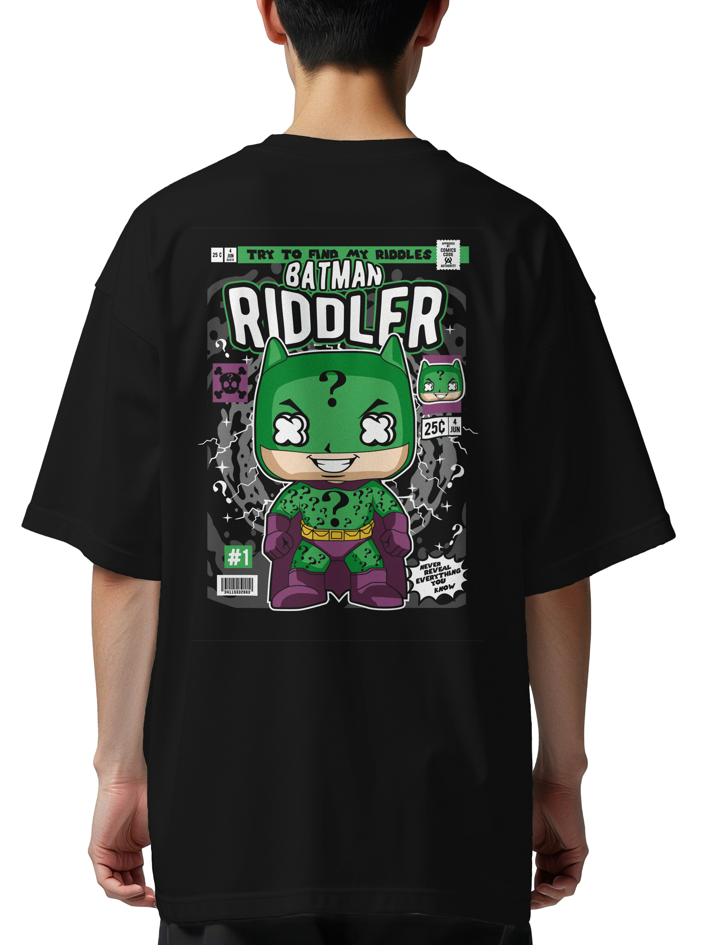 Oversized T-Shirt Batman Riddler Pop Culture Black