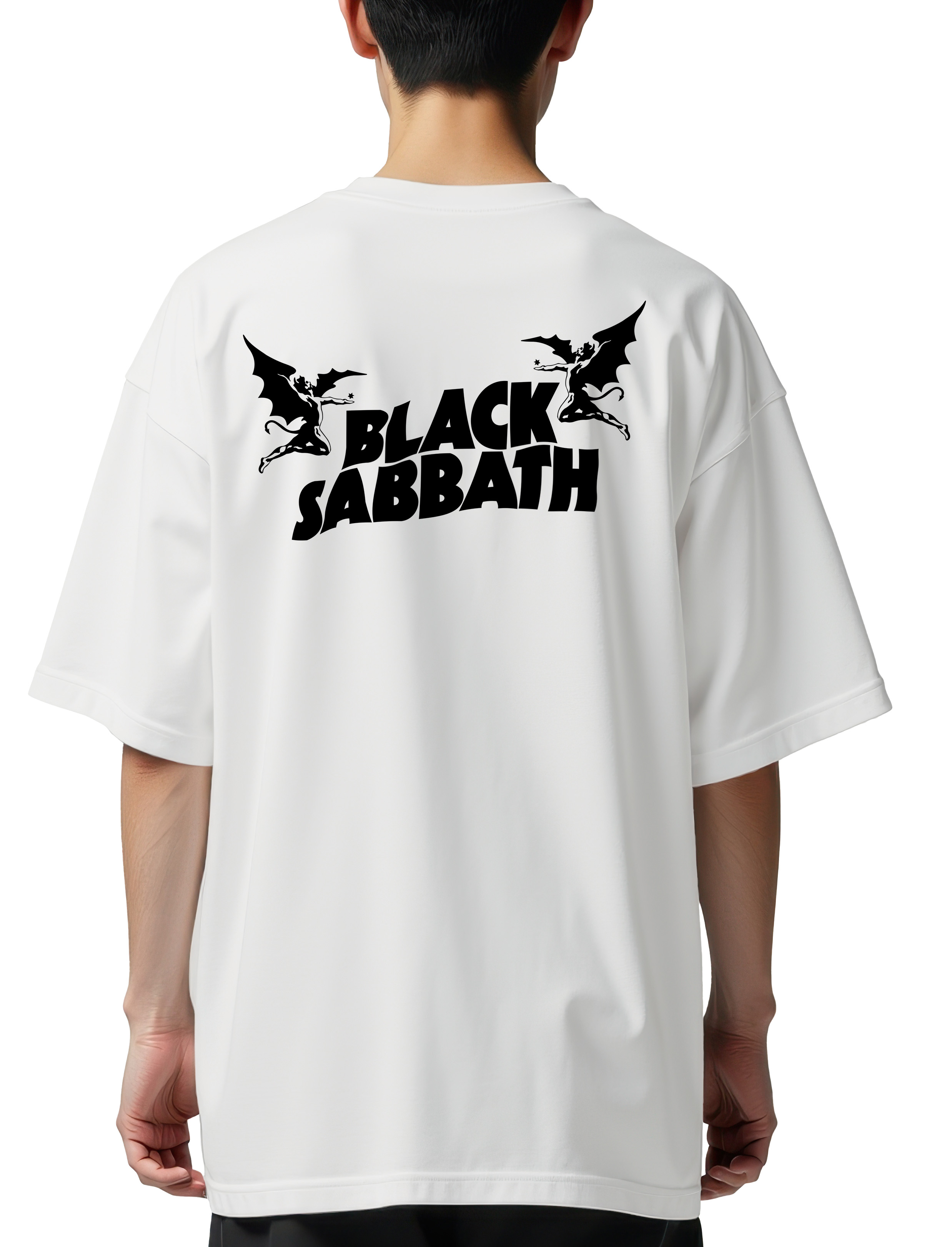 Oversized T-Shirt Black Sabbath Band Logo Art Rock Avenue White