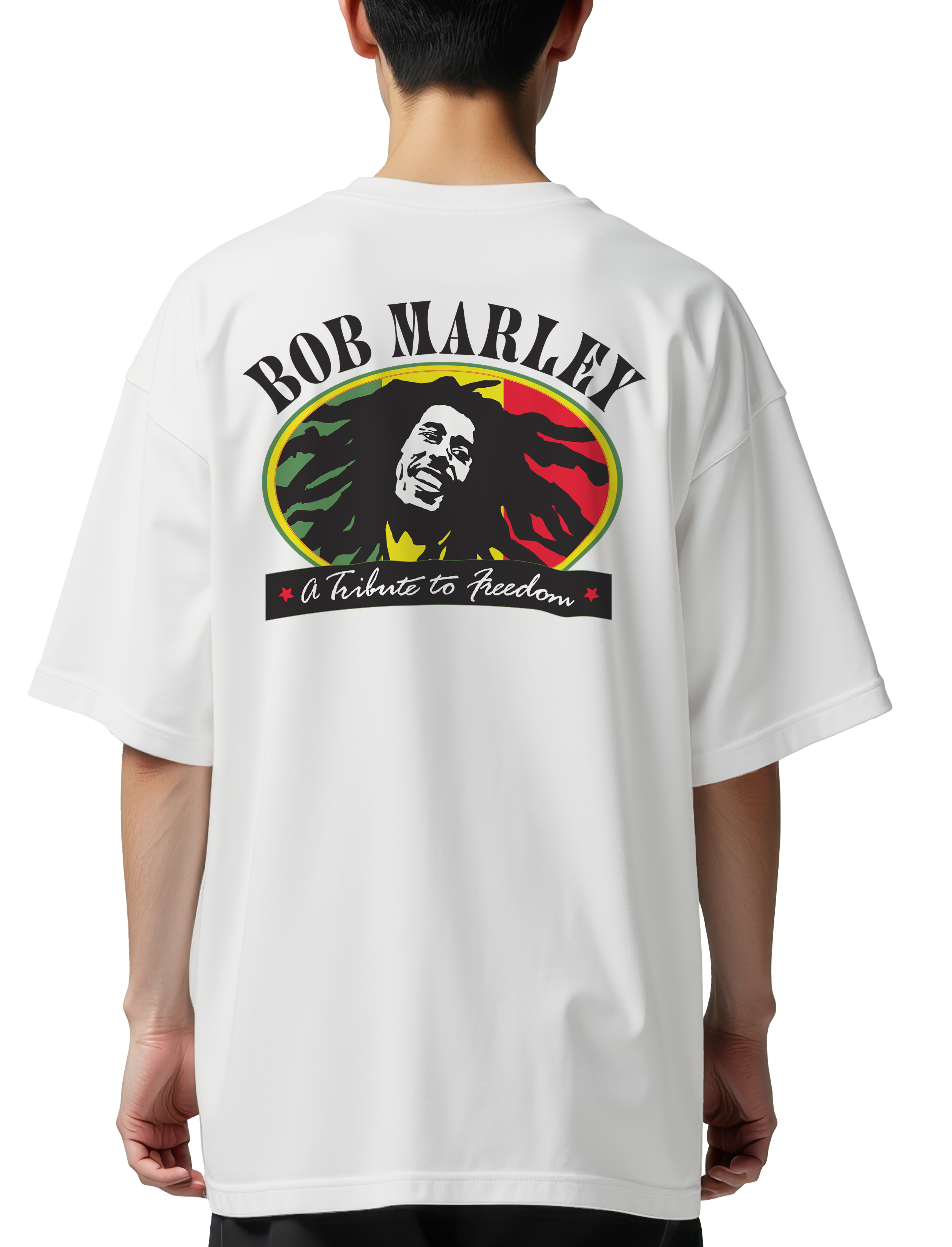 Oversized T-Shirt Bob Marley Art1 Rock Avenue White