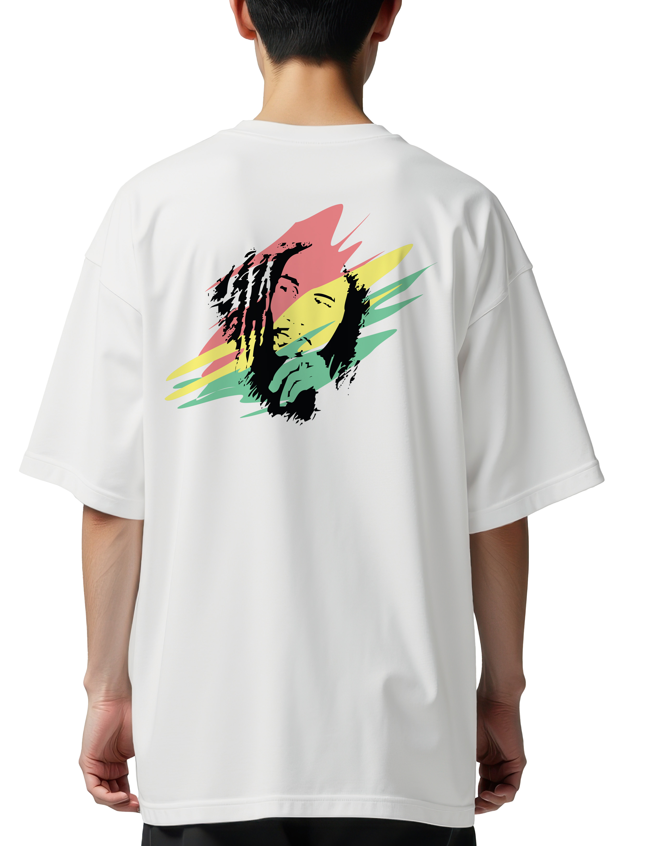Oversized T-Shirt Bob Marley Art2 Rock Avenue White