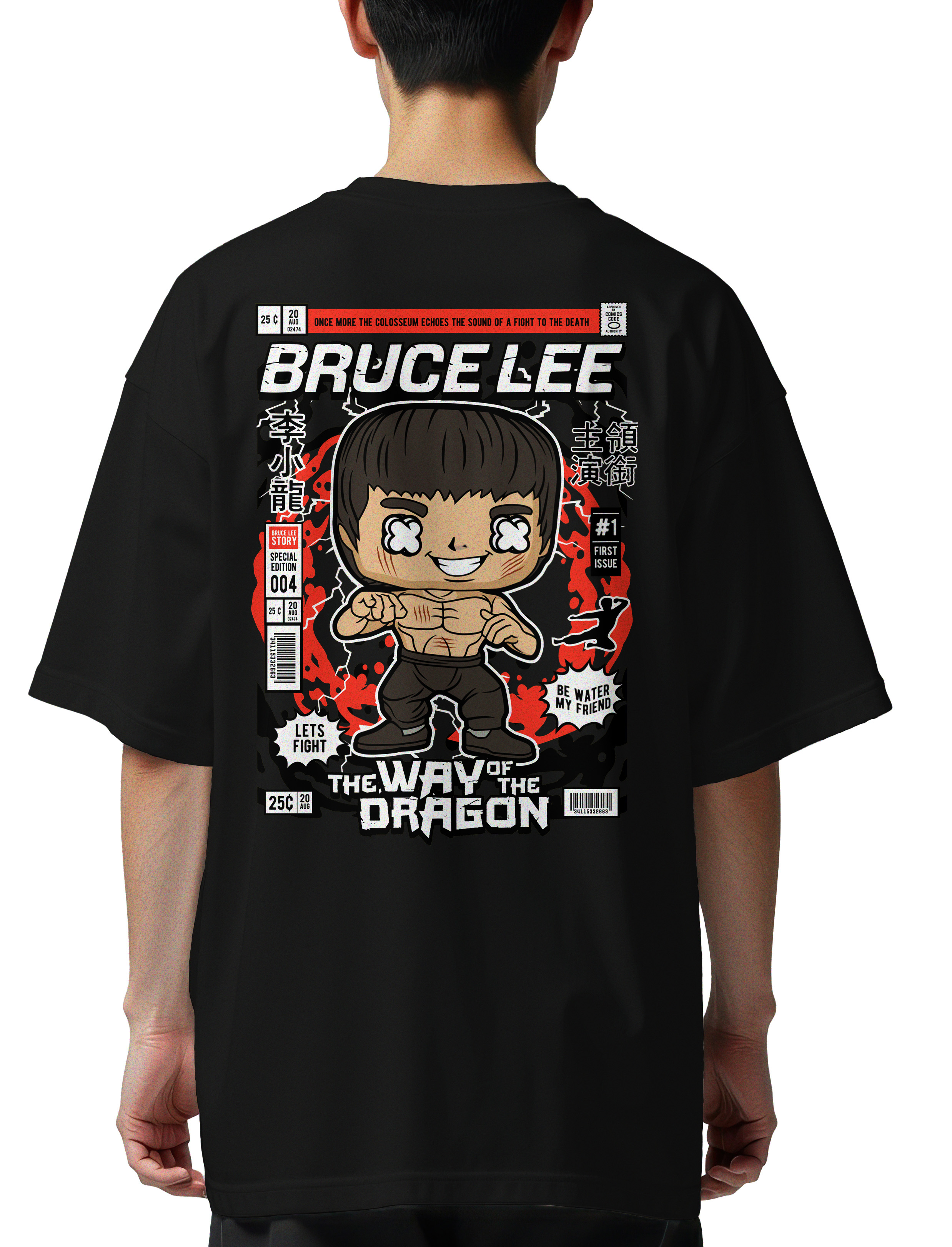 Oversized T-Shirt Bruce Lee Pop Culture Black