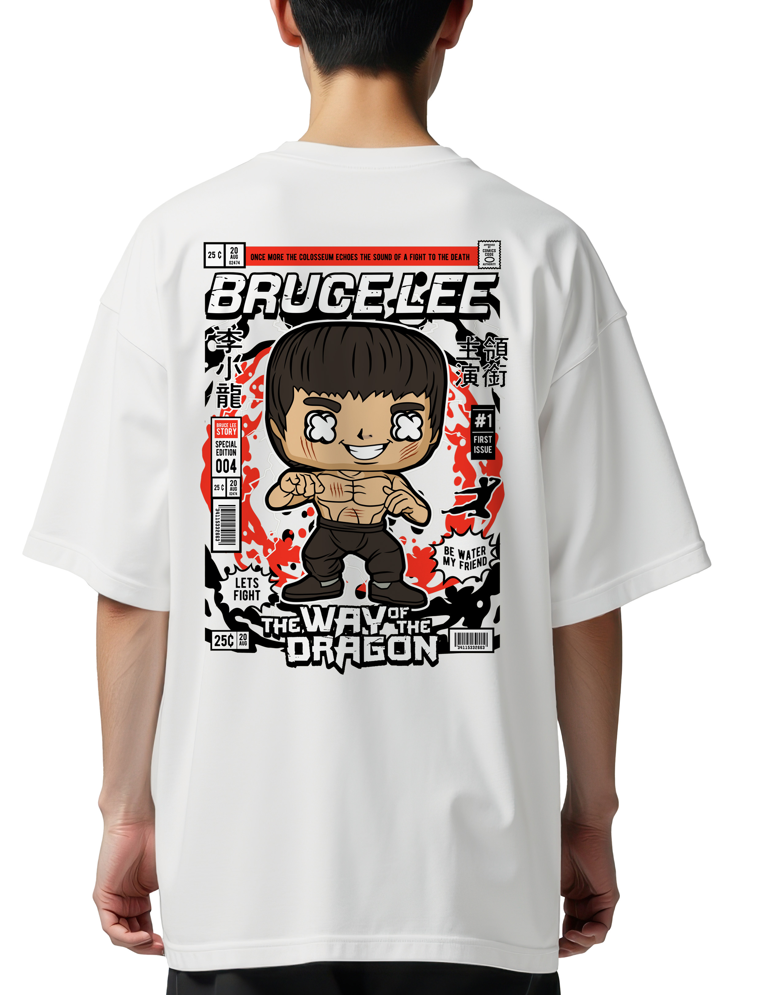 Oversized T-Shirt Bruce Lee Pop Culture White