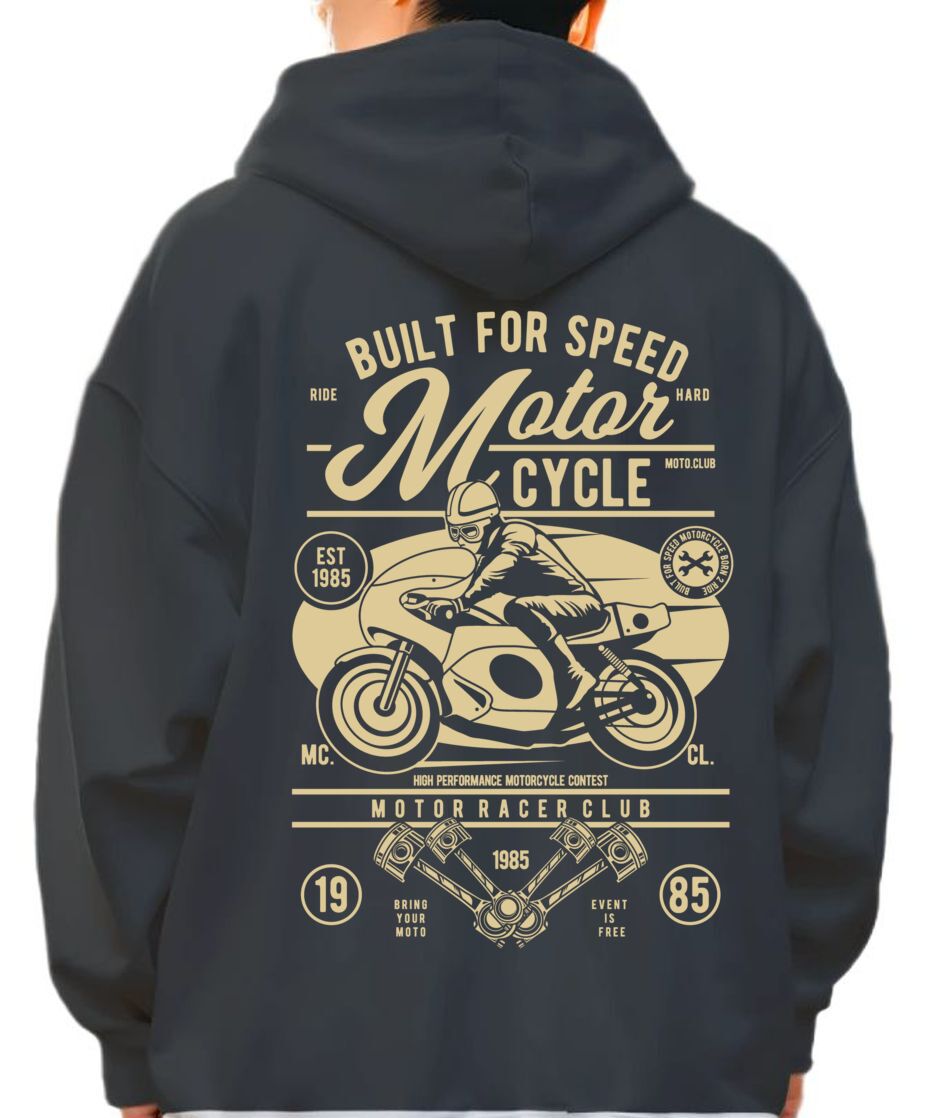 Hoodie Built For Speed Motorcycle Pop Culture Black