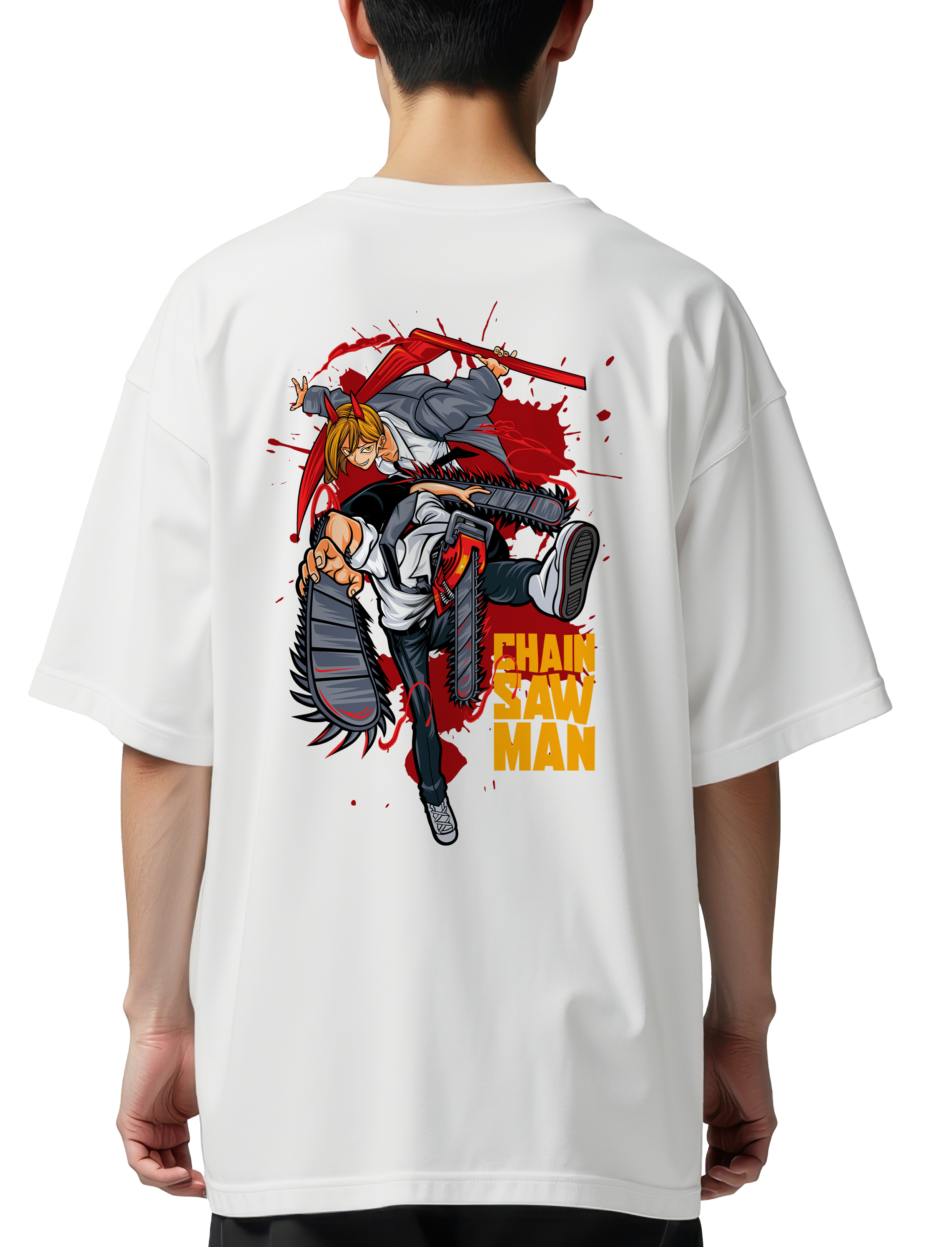 Oversized T-Shirt Chain Saw Man Pop Culture White