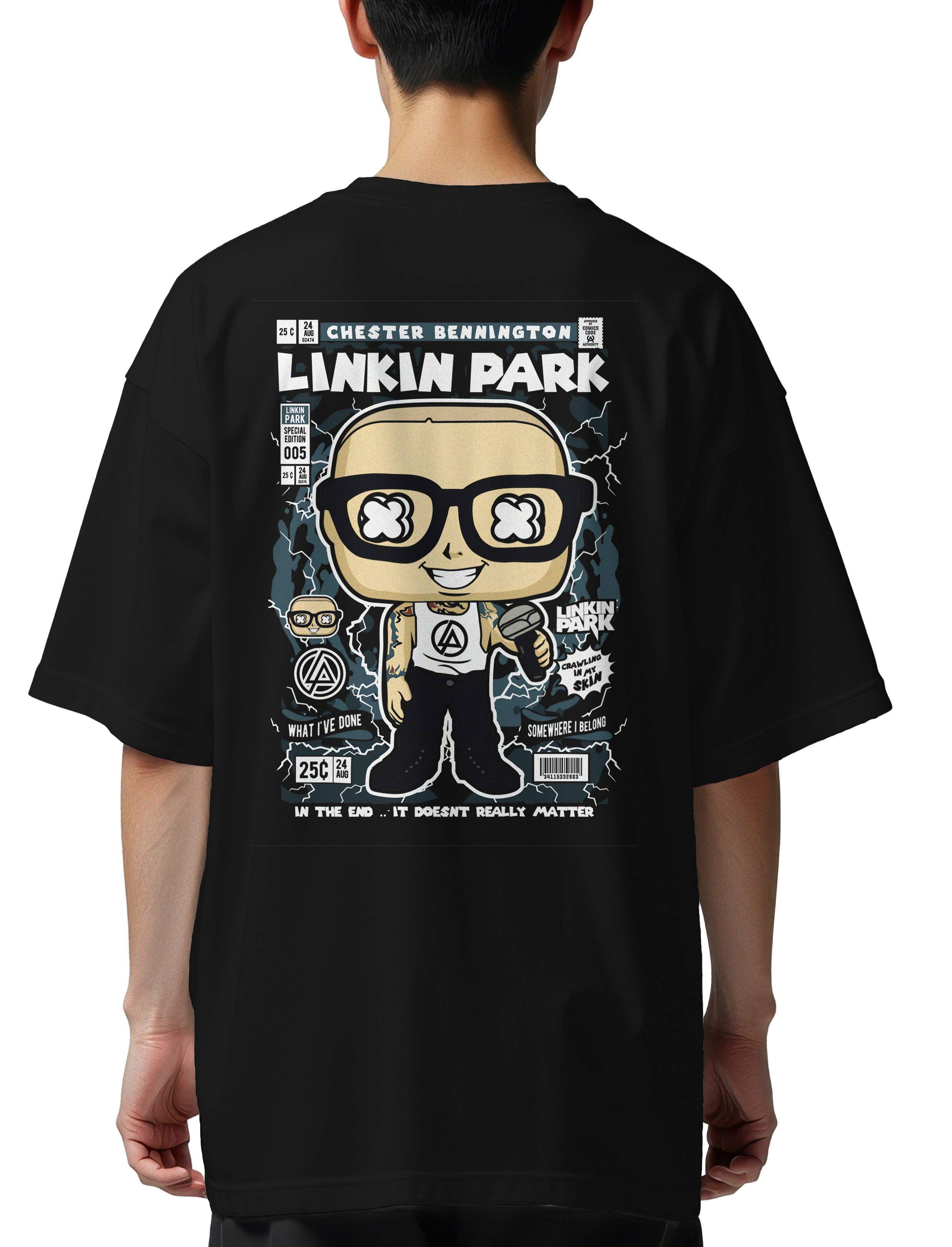 Oversized T-Shirt Chester Bennington Pop Culture Black