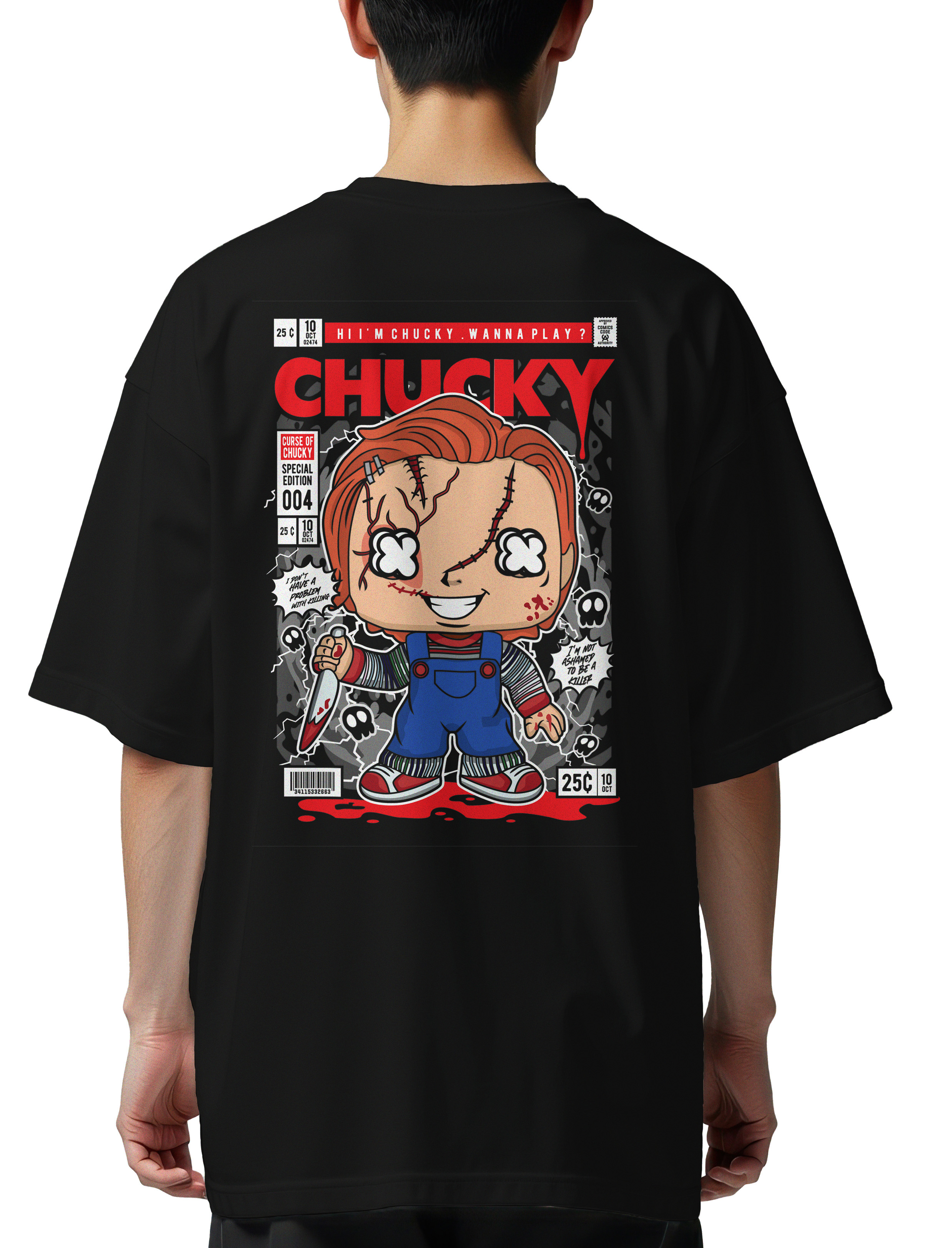 Oversized T-Shirt Chucky Pop Culture Black
