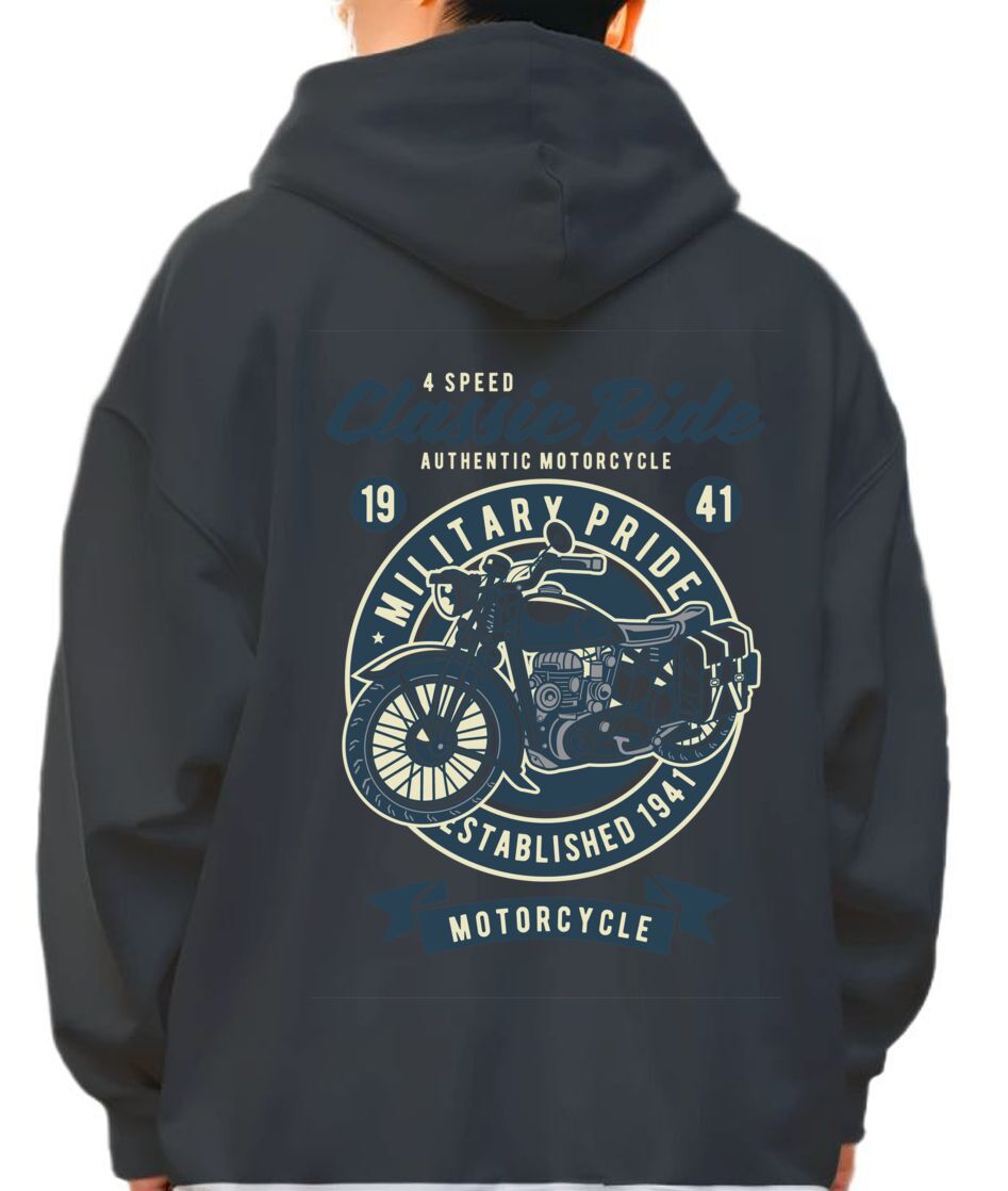 Hoodie Classic Ride Military Pride Pop Culture Black