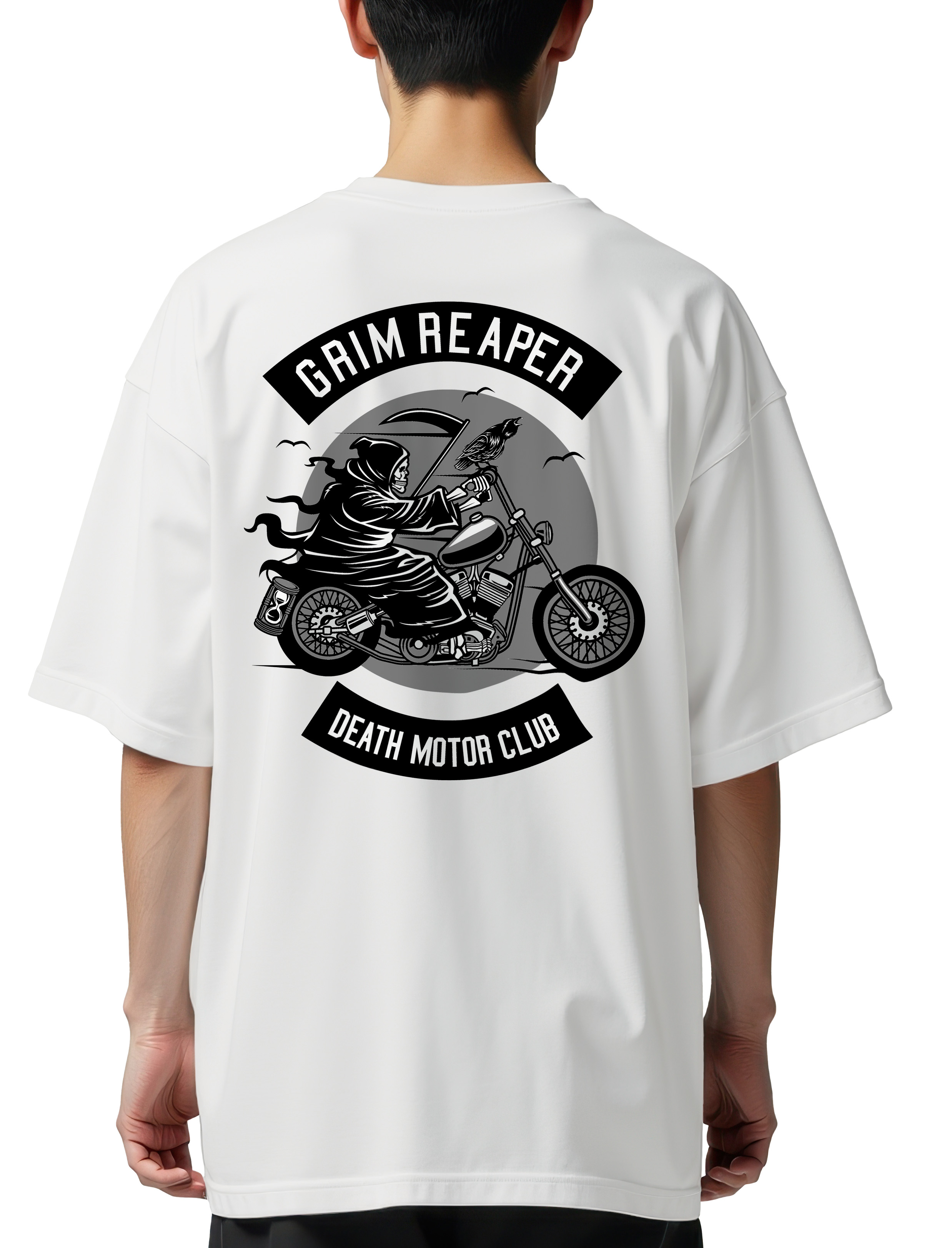 Oversized T-Shirt Death Motorcycle Club Pop Culture White