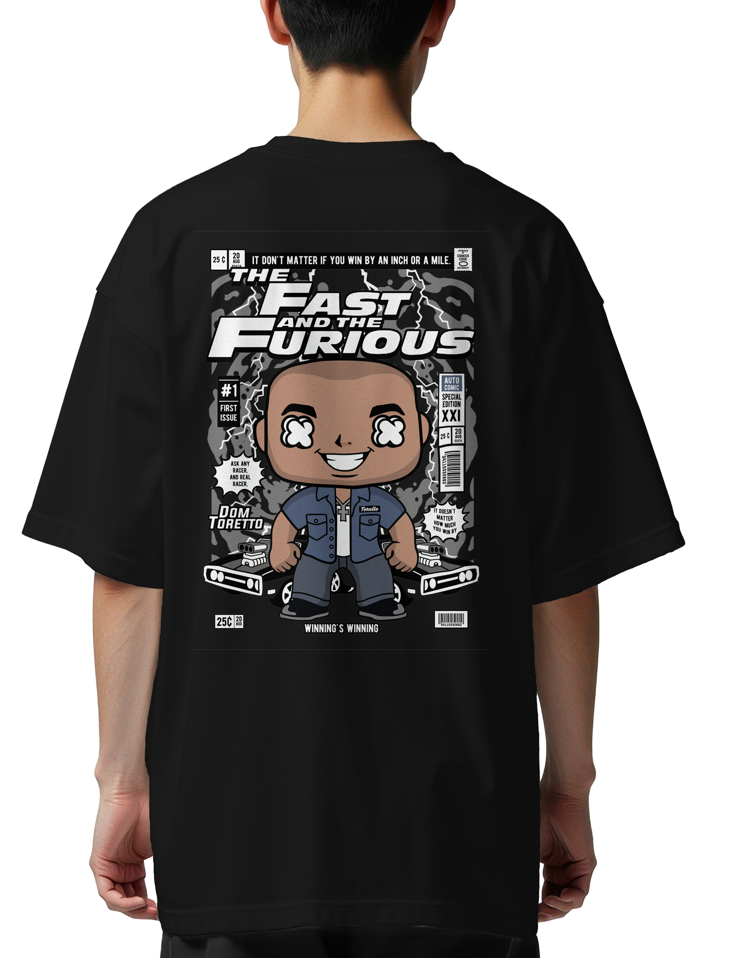 Oversized T-Shirt Dom Toretto Fast and Furious Pop Culture Black