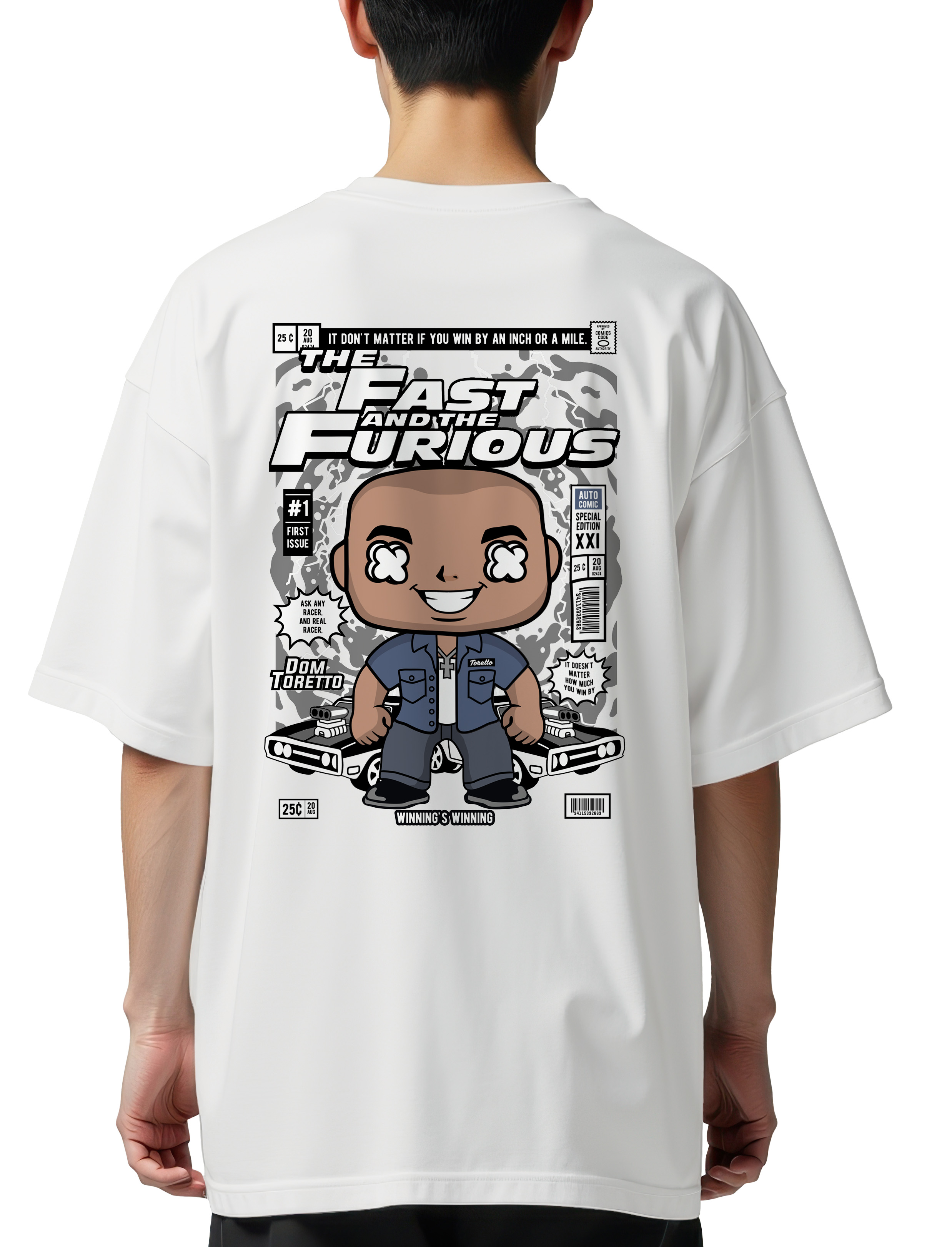 Oversized T-Shirt Dom Toretto Fast and Furious Pop Culture White