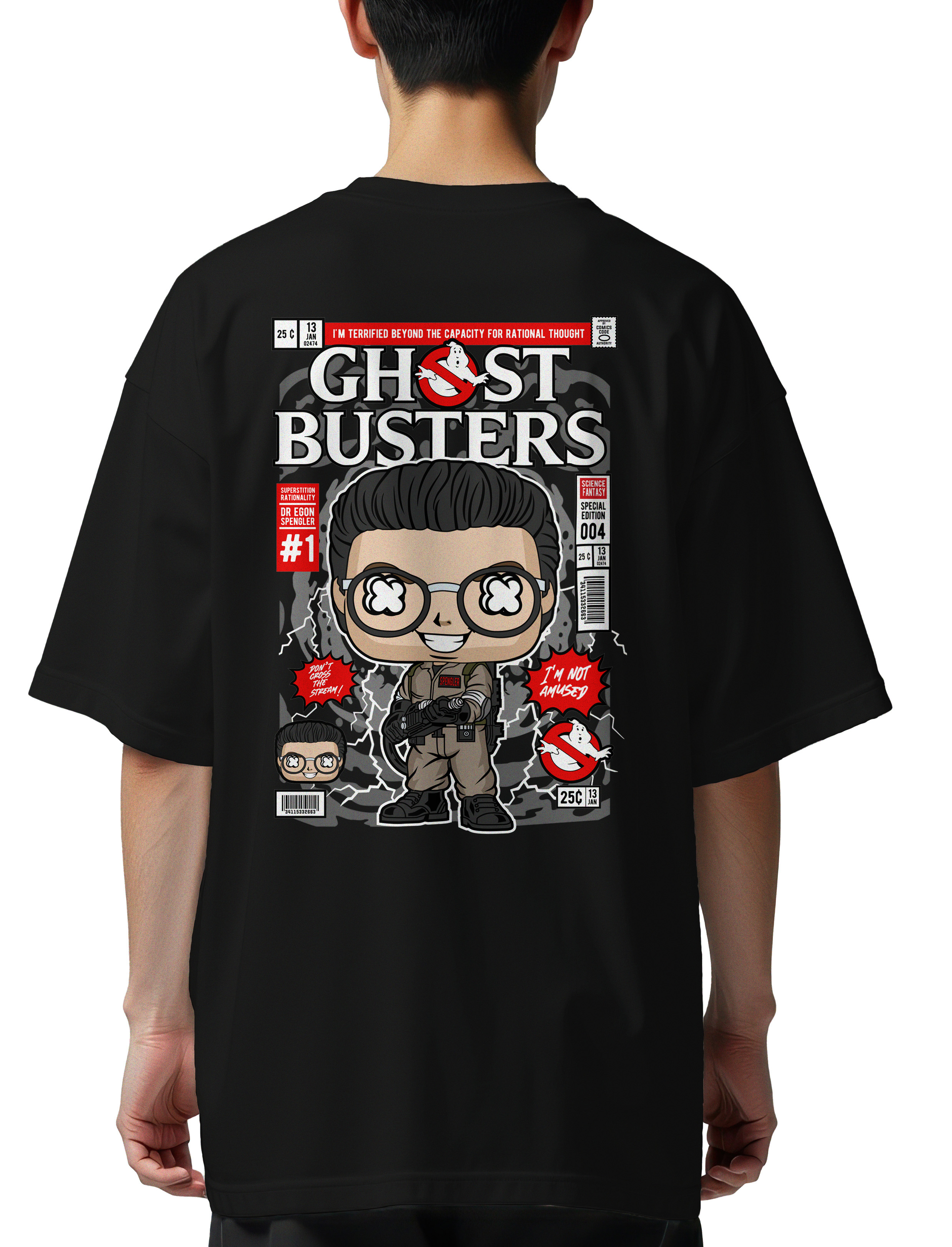 Oversized T-Shirt Dr Egon Spengler Ghostbusters Pop Culture Black