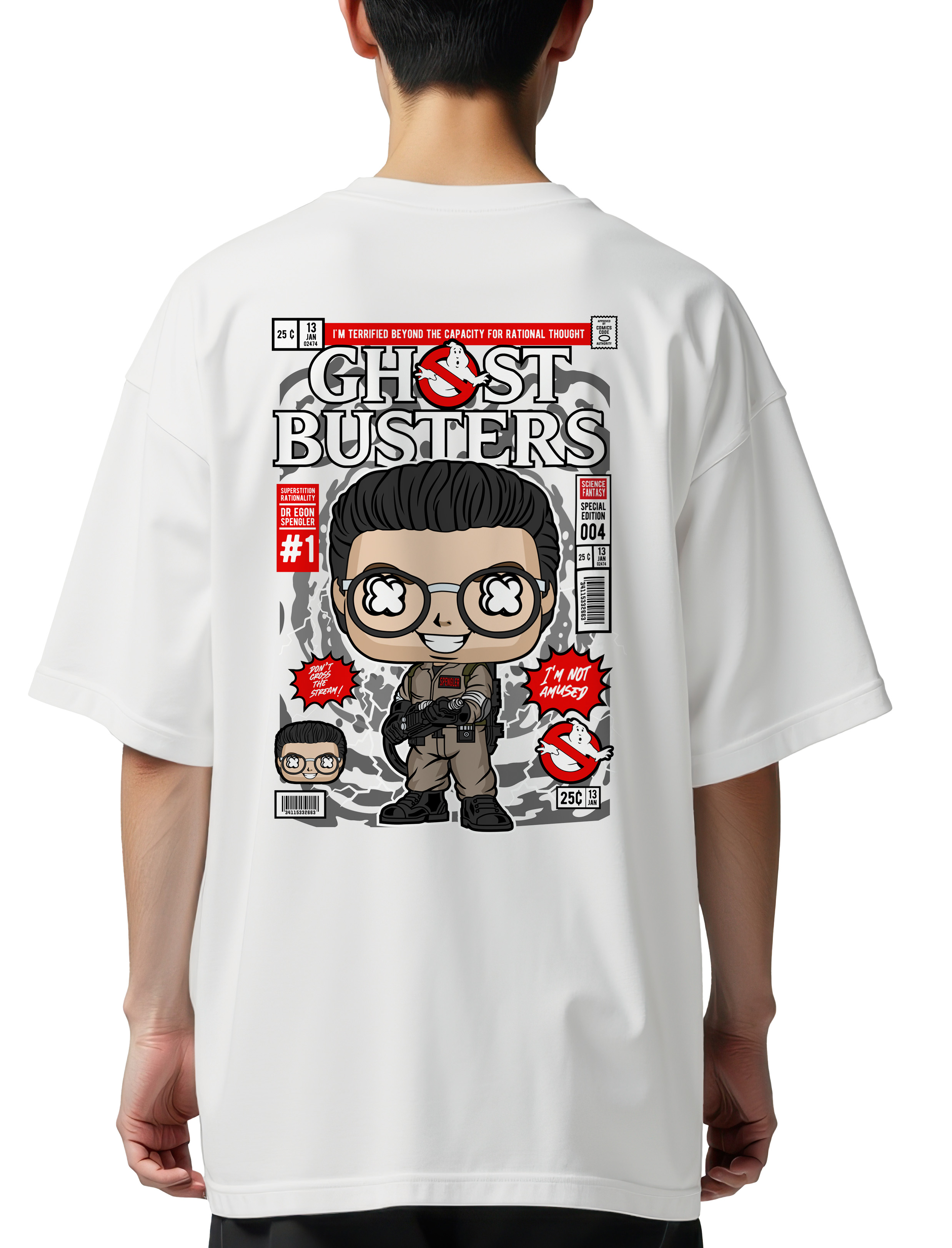 Oversized T-Shirt Dr Egon Spengler Ghostbusters Pop Culture White
