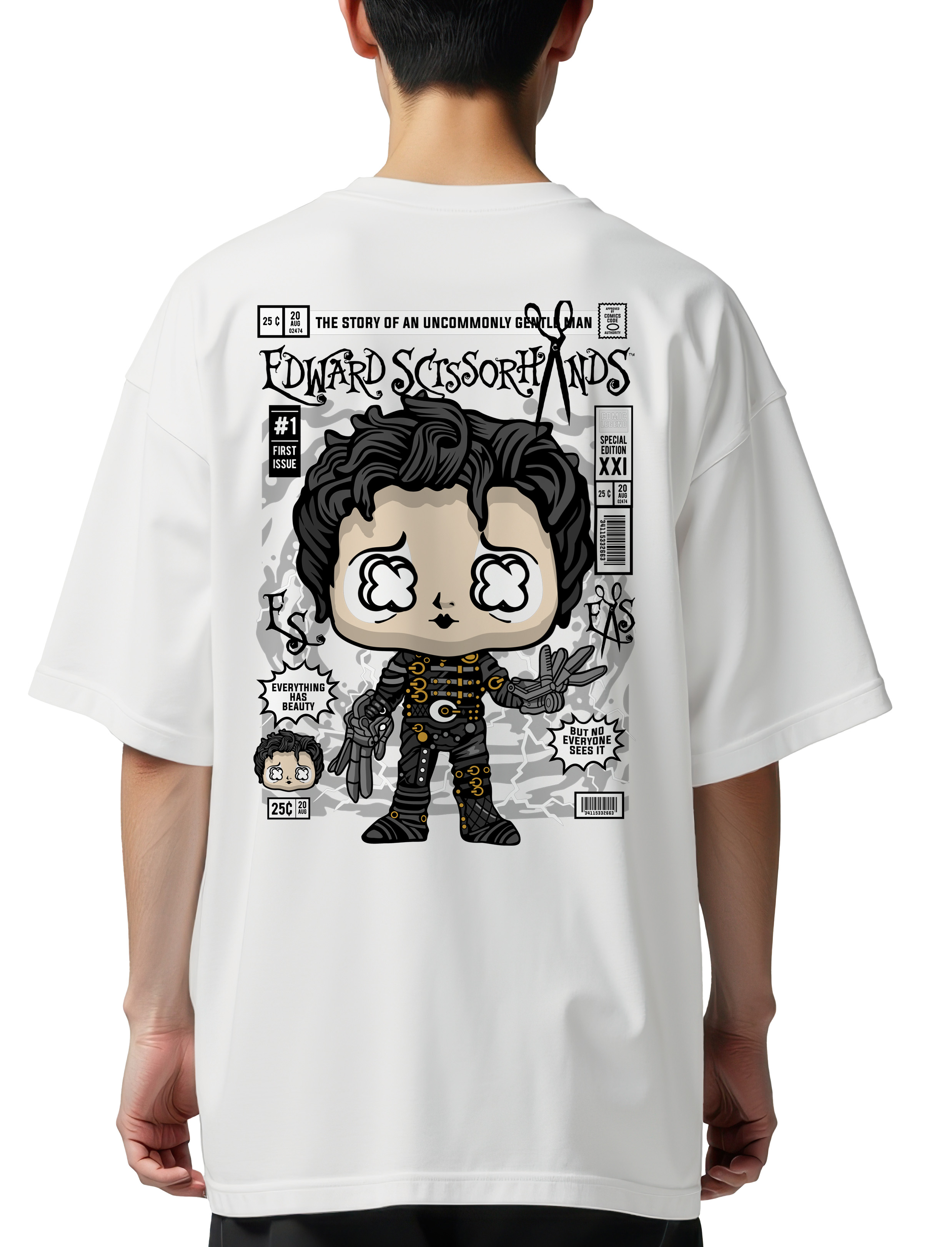 Oversized T-Shirt Edward Scissorhands Pop Culture White