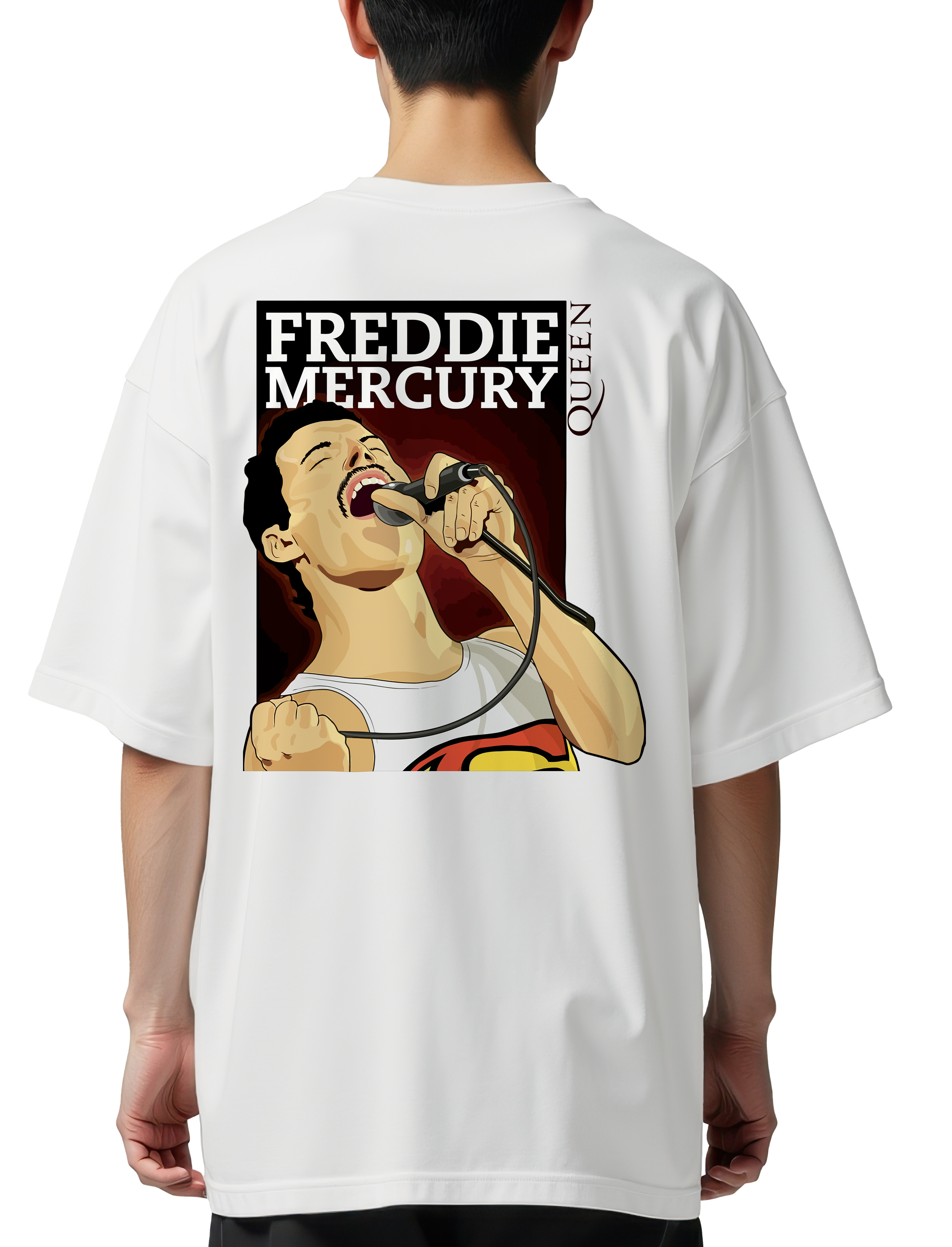 Oversized T-Shirt Freedie Mercury 1 Rock Avenue White