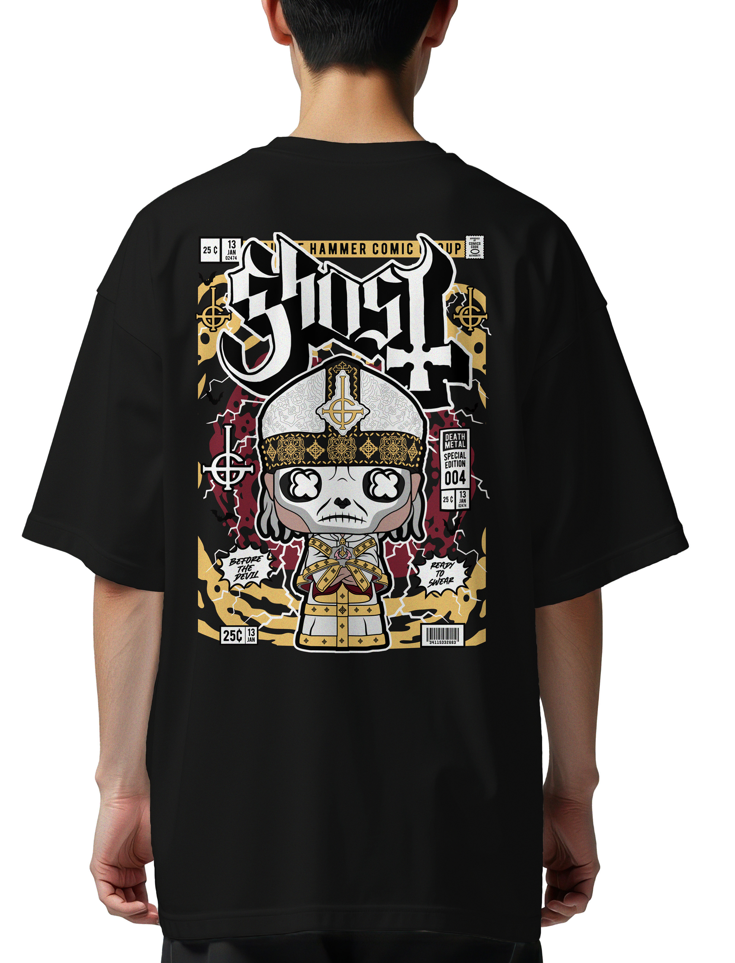 Oversized T-Shirt Ghost Pop Culture Black