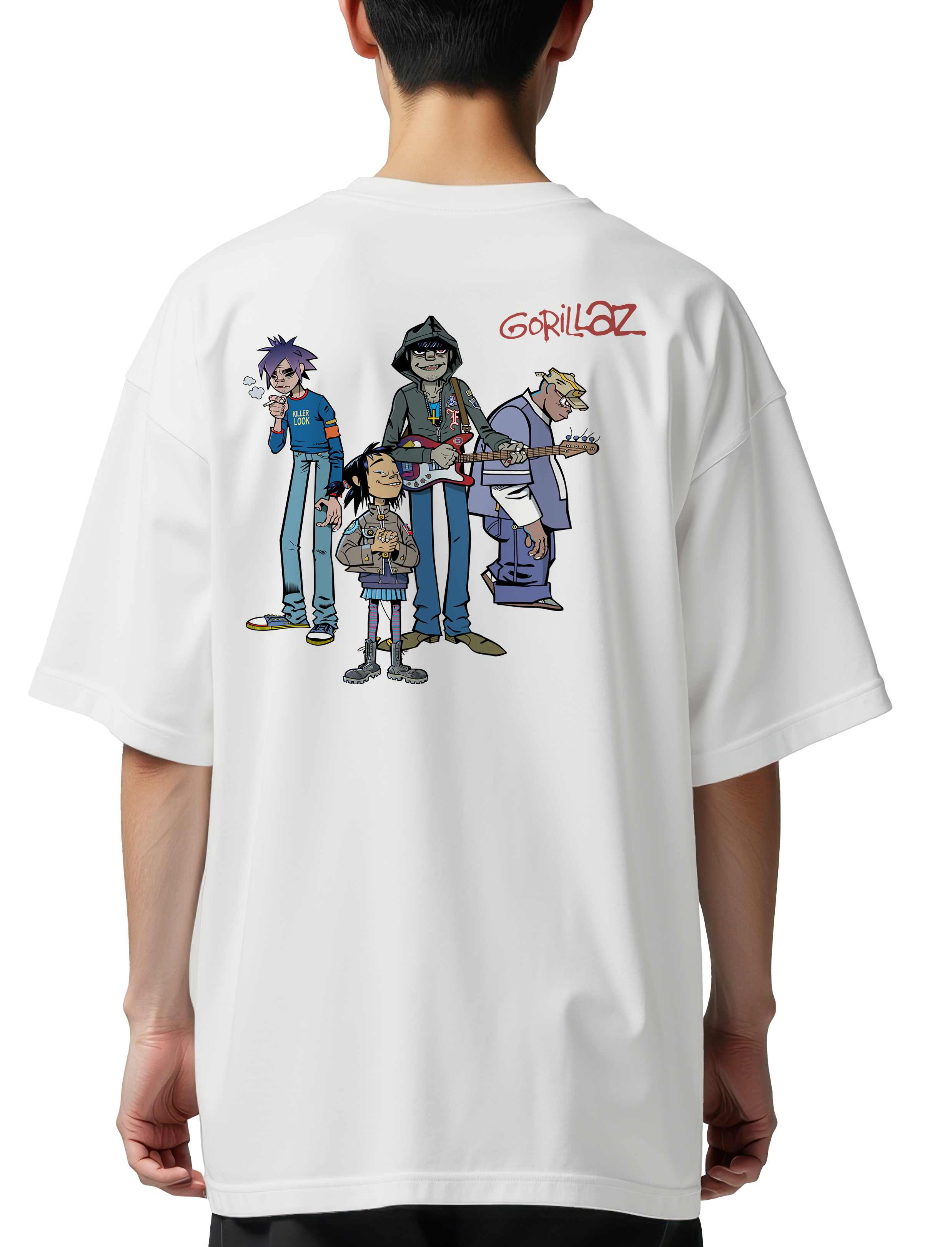 Oversized T-Shirt Gorillaz Art1 Rock Avenue White