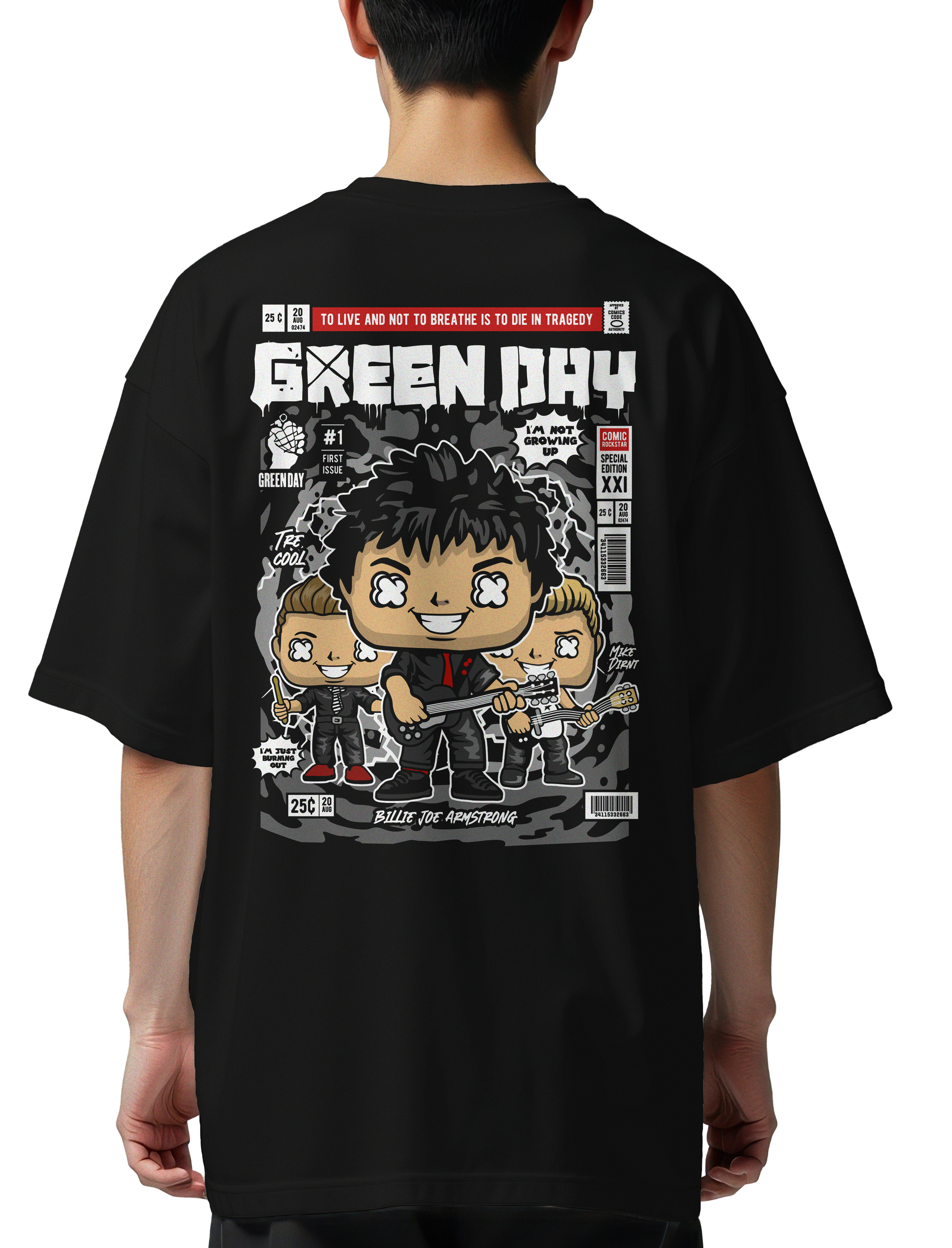 Oversized T-Shirt Green Day Pop Culture Black