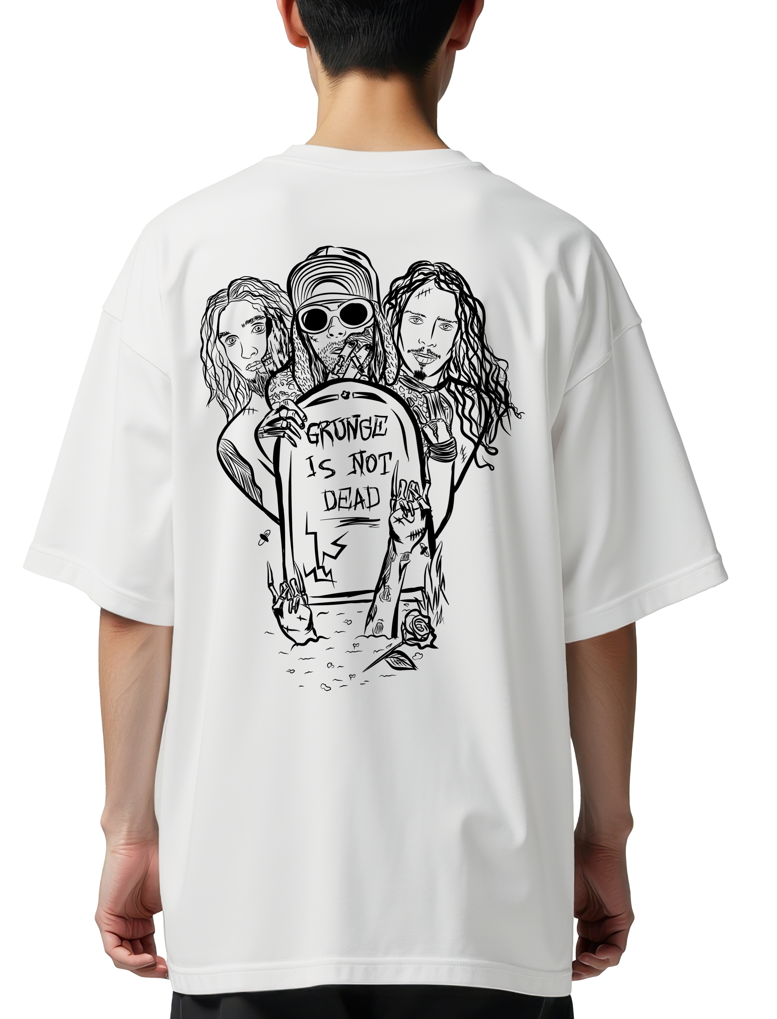 Oversized T-Shirt Grunge Is Not Dead Rock Avenue White