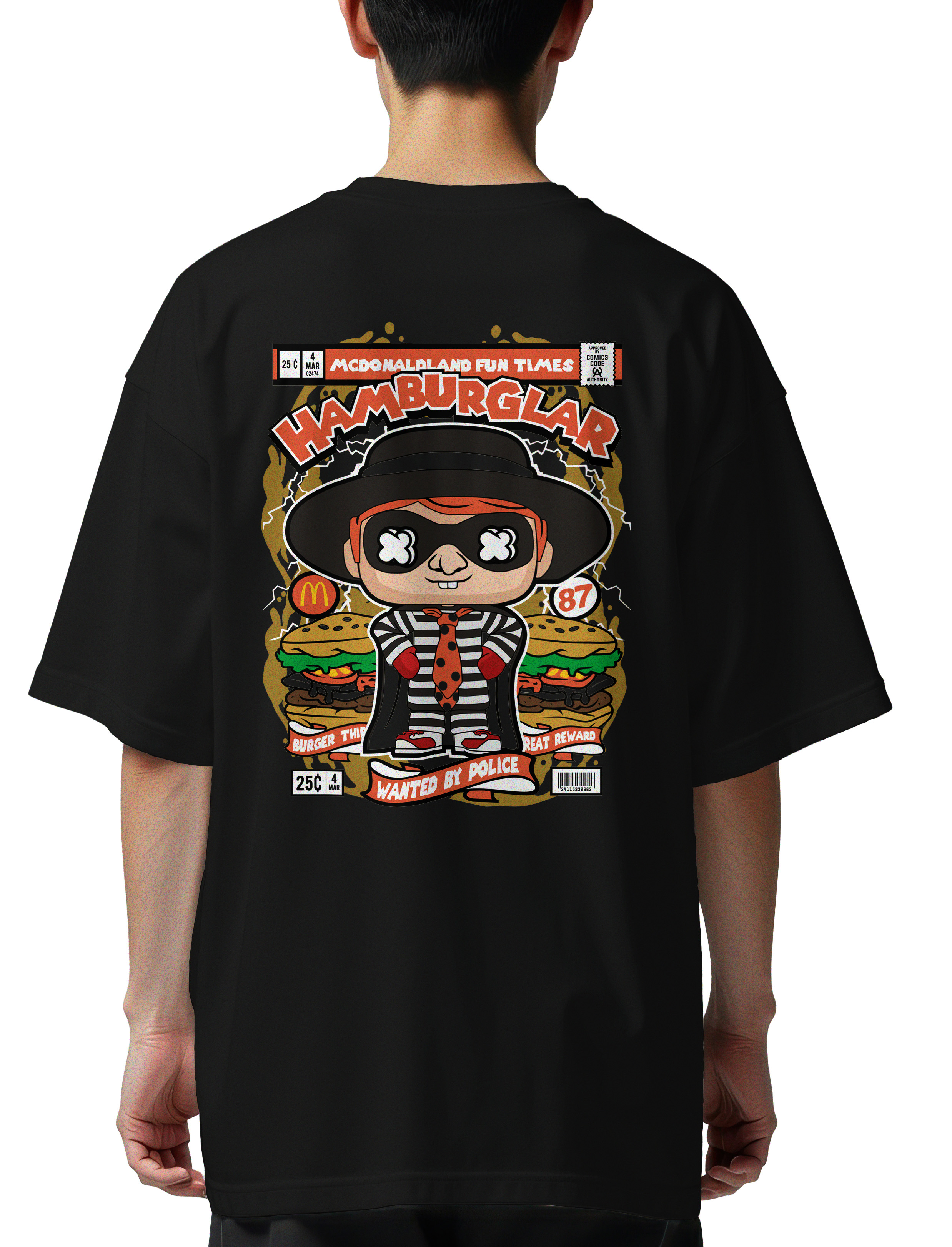 Oversized T-Shirt Hamburglar Pop Culture Black