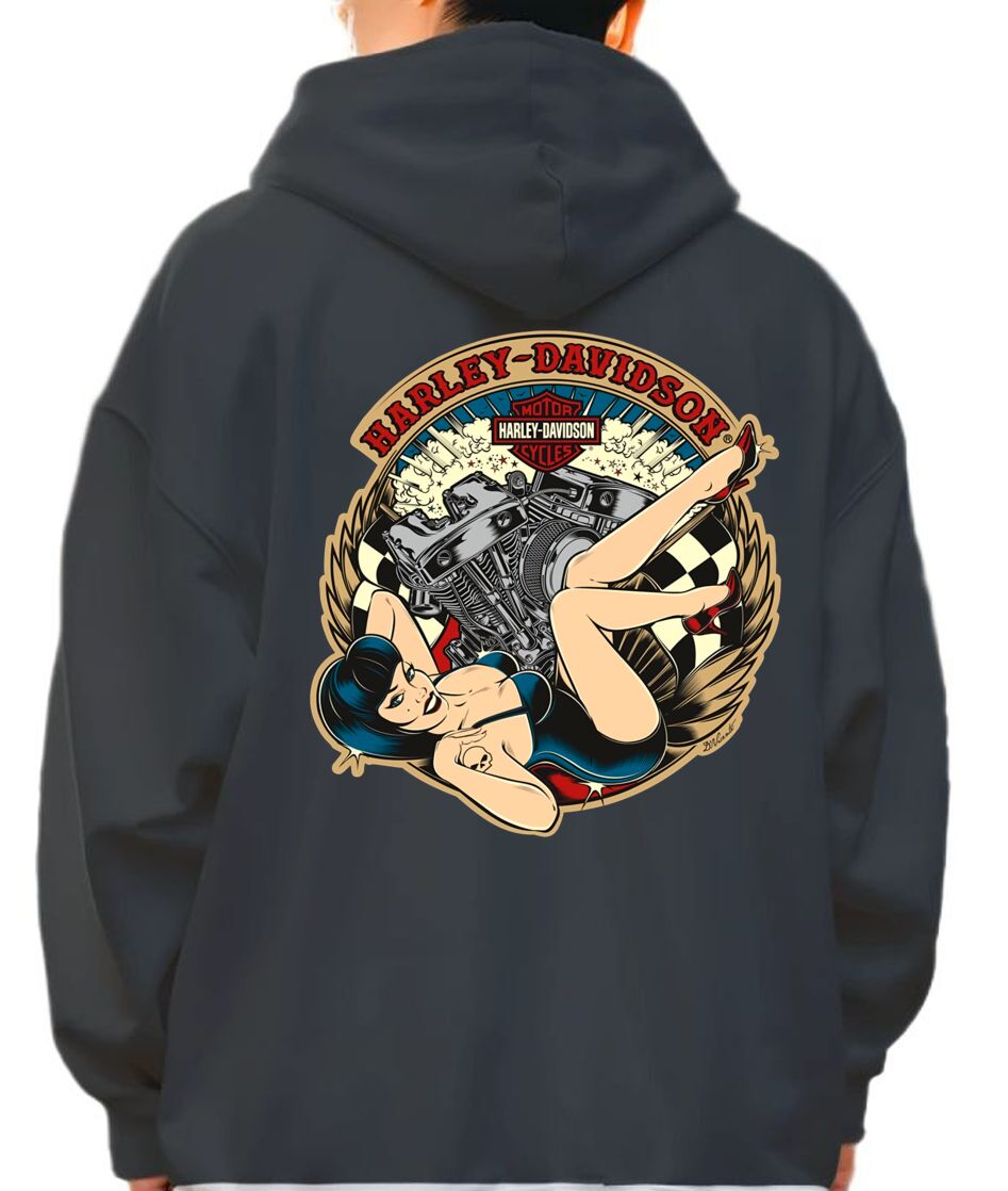 Hoodie Harley Davidson Doll Pop Culture Black