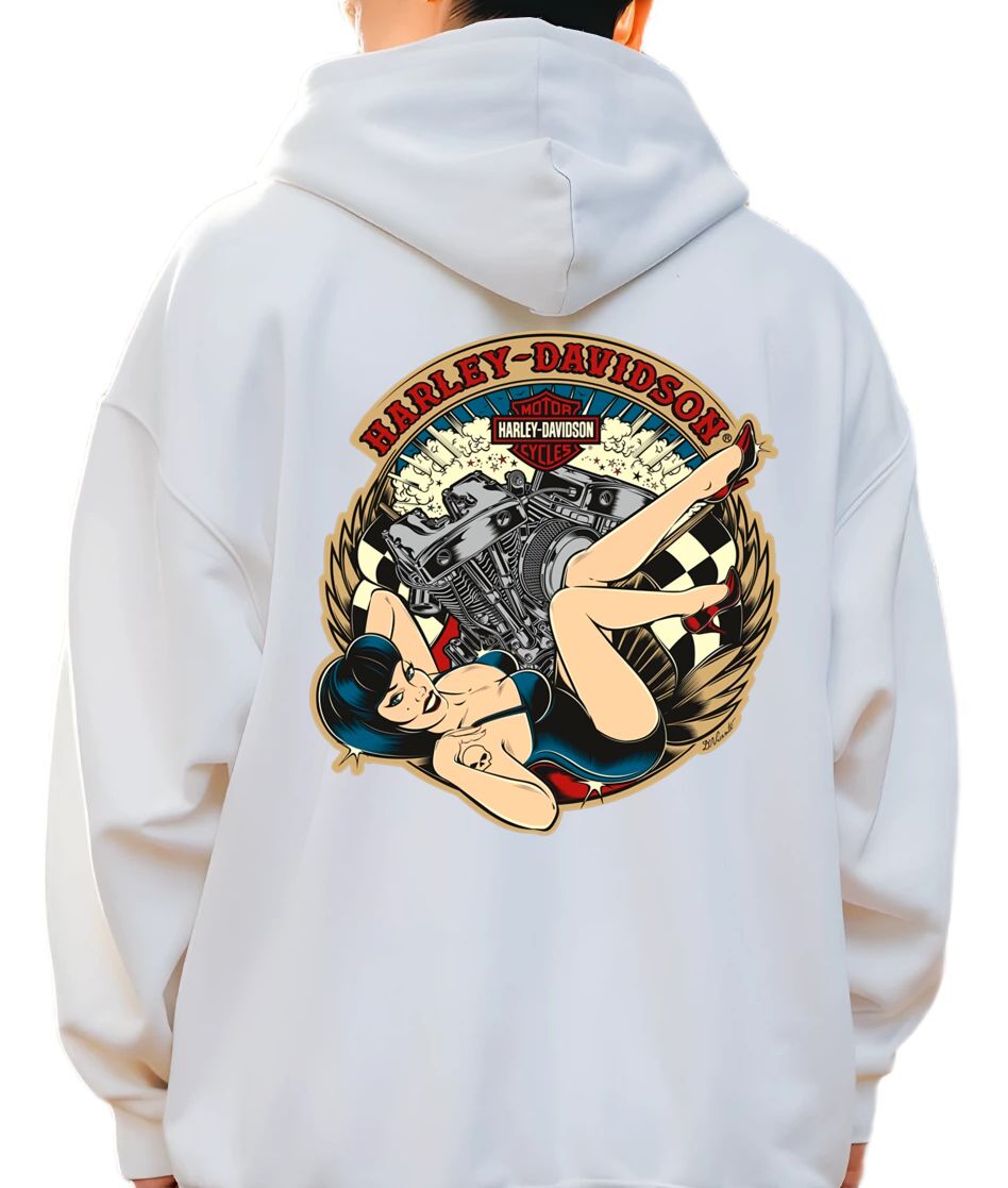 Hoodie Harley Davidson Doll Pop Culture White