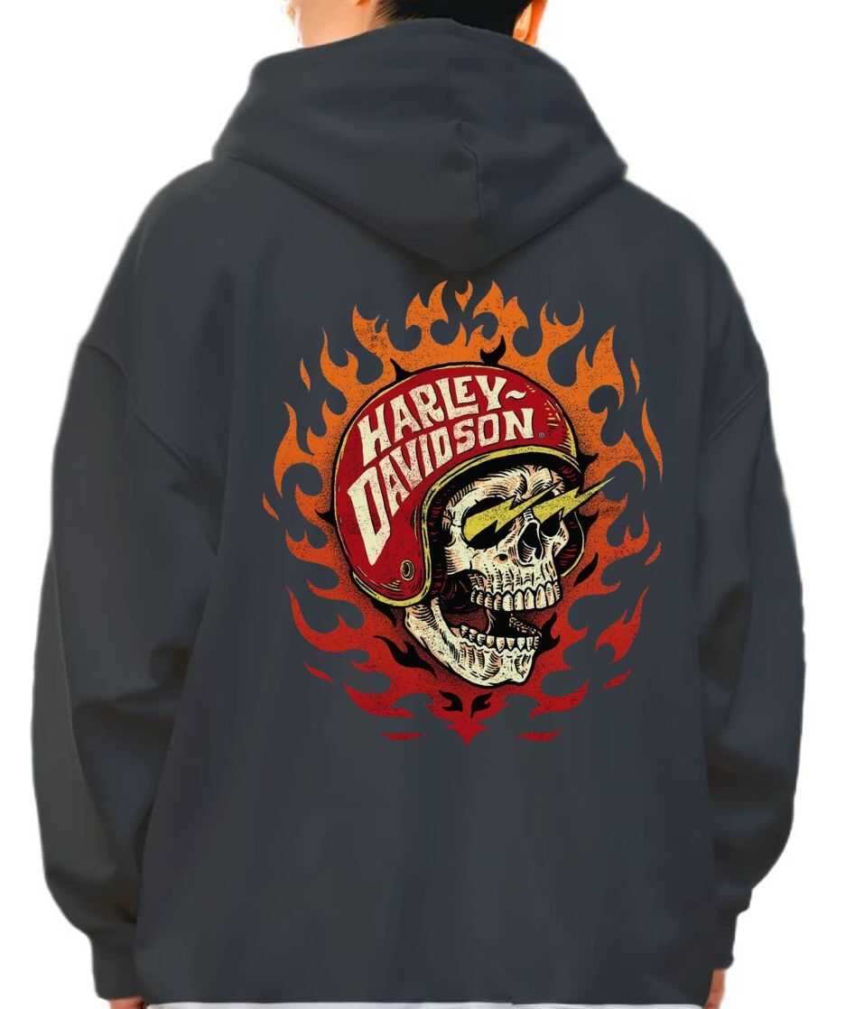 Hoodie Harley Davidson Skull Pop Culture Black