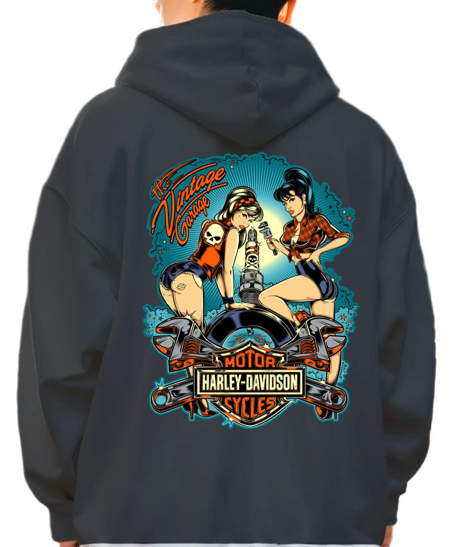Hoodie Harley Davinson Pop Culture Black