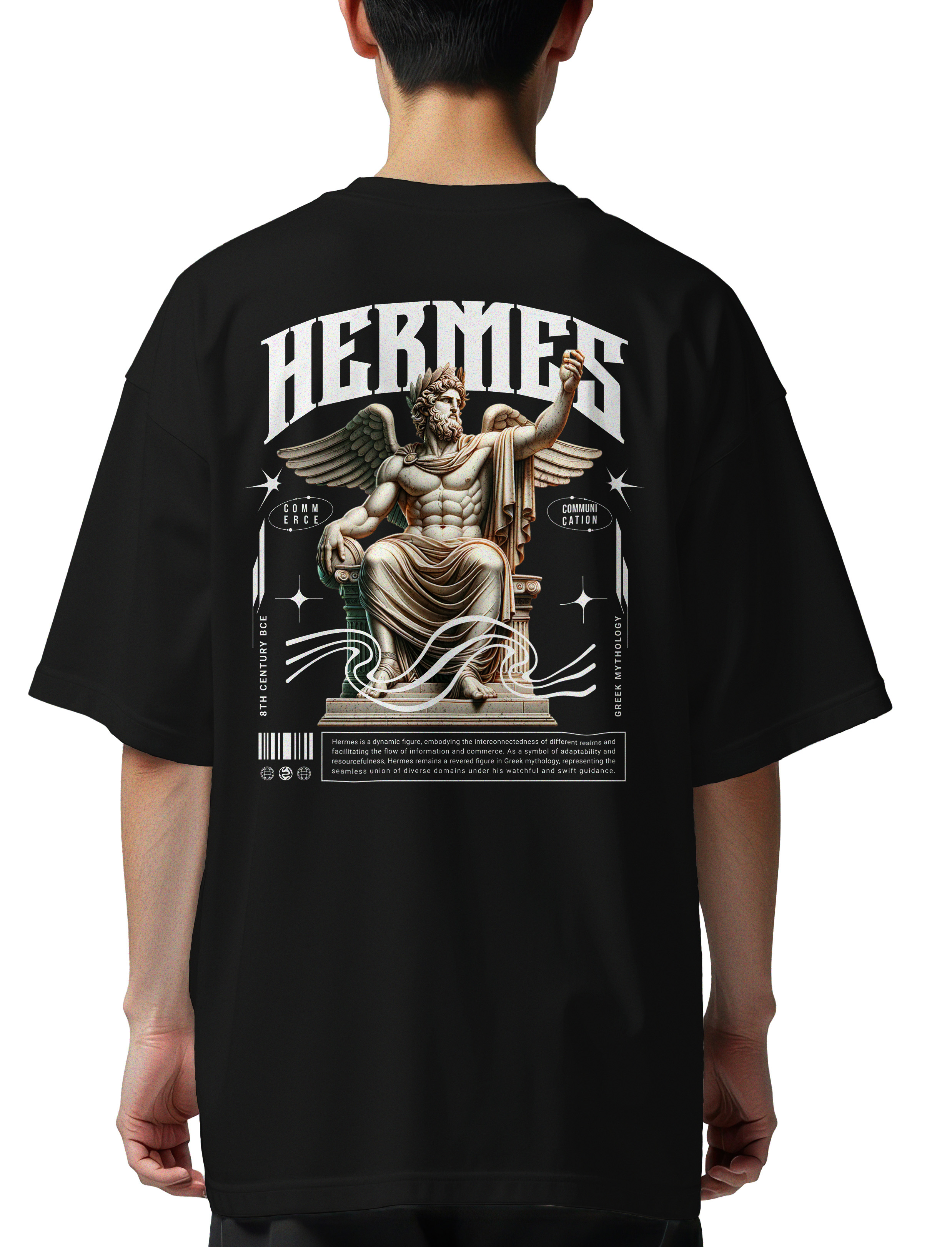 Oversized T-Shirt Hermes Pop Culture Black