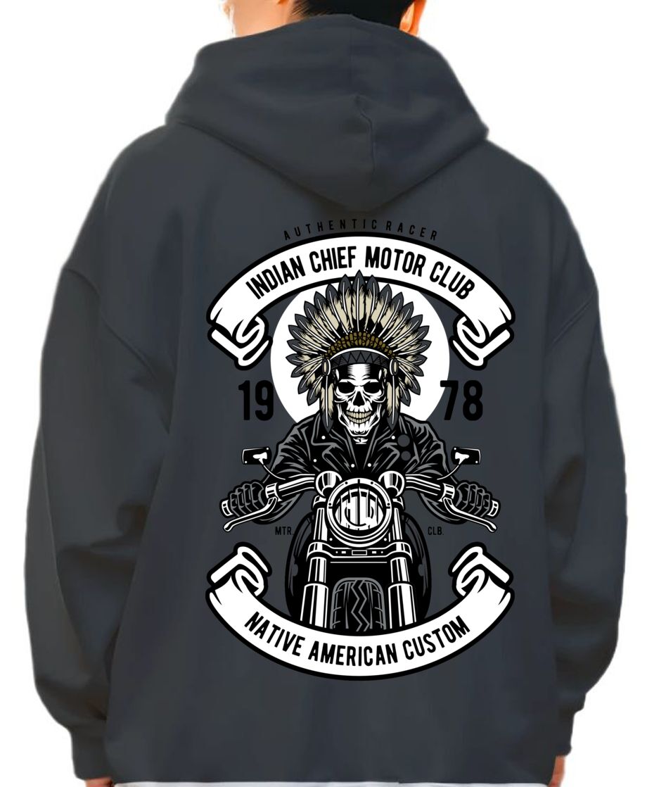 Hoodie Indian Chief Biker Pop Culture Black