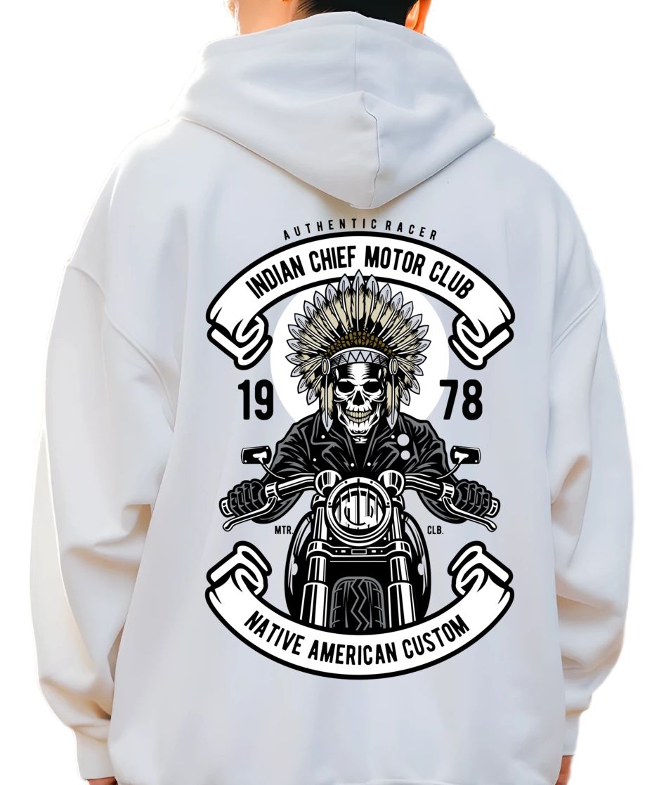 Hoodie Indian Chief Biker Pop Culture White