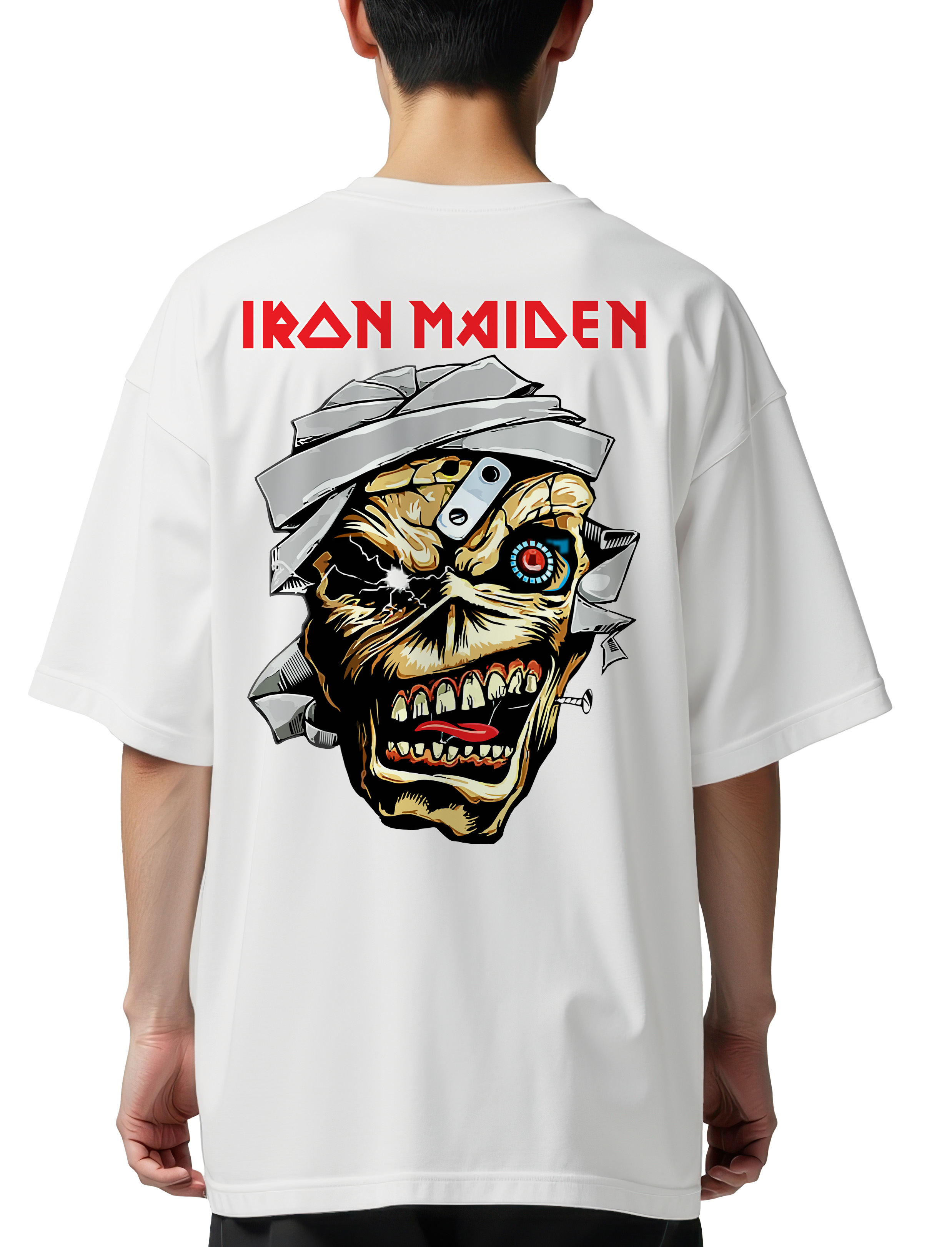 Oversized T-Shirt Iron Maiden Eddie Metal1 Rock Avenue White