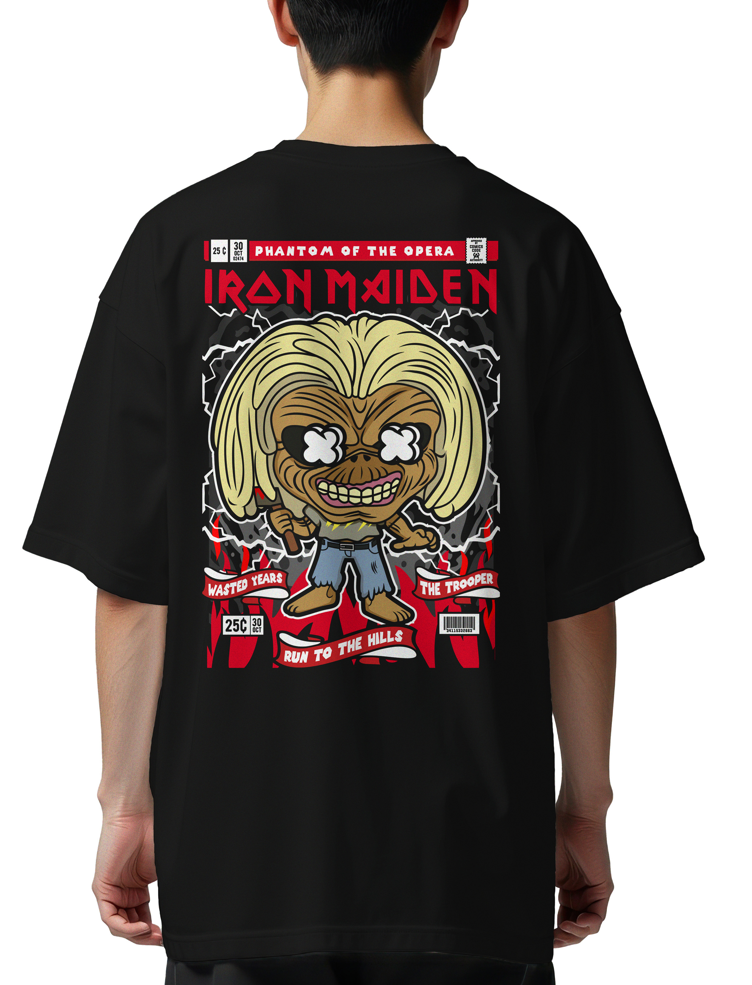 Oversized T-Shirt Iron Maiden Killer Eddie Pop Culture Black