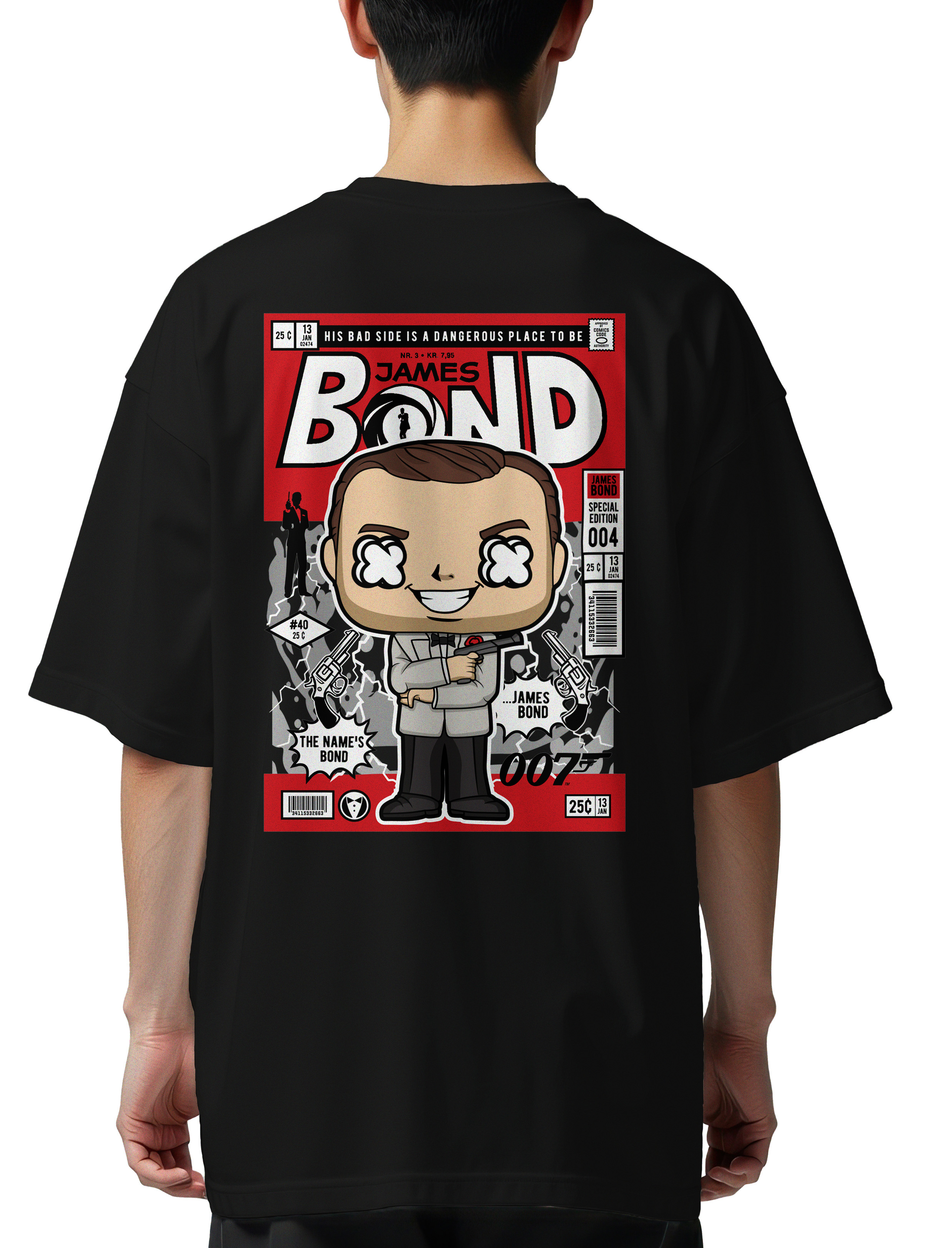 Oversized T-Shirt James Bond Pop Culture Black