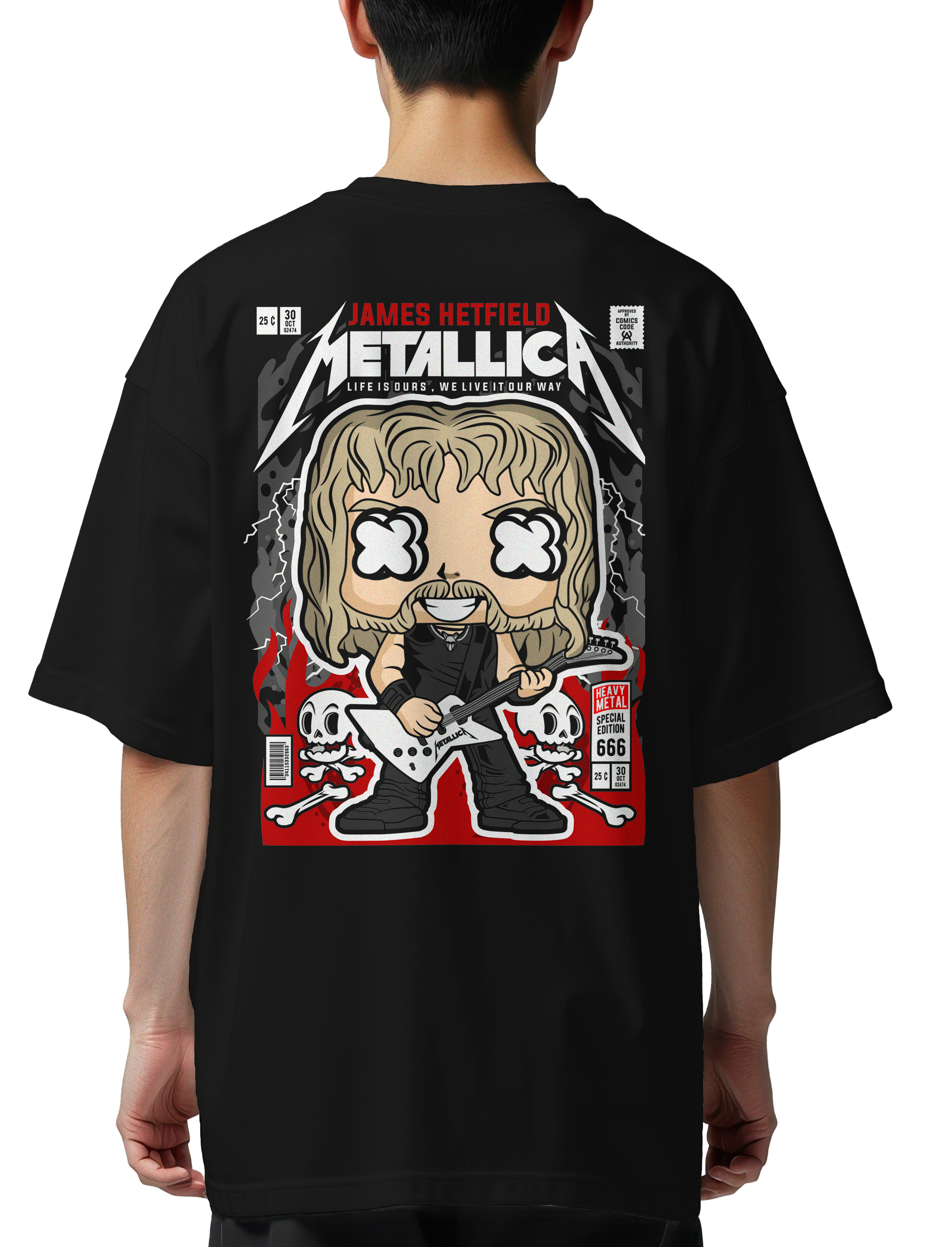 Oversized T-Shirt James Hetfield Metallica Pop Culture Black