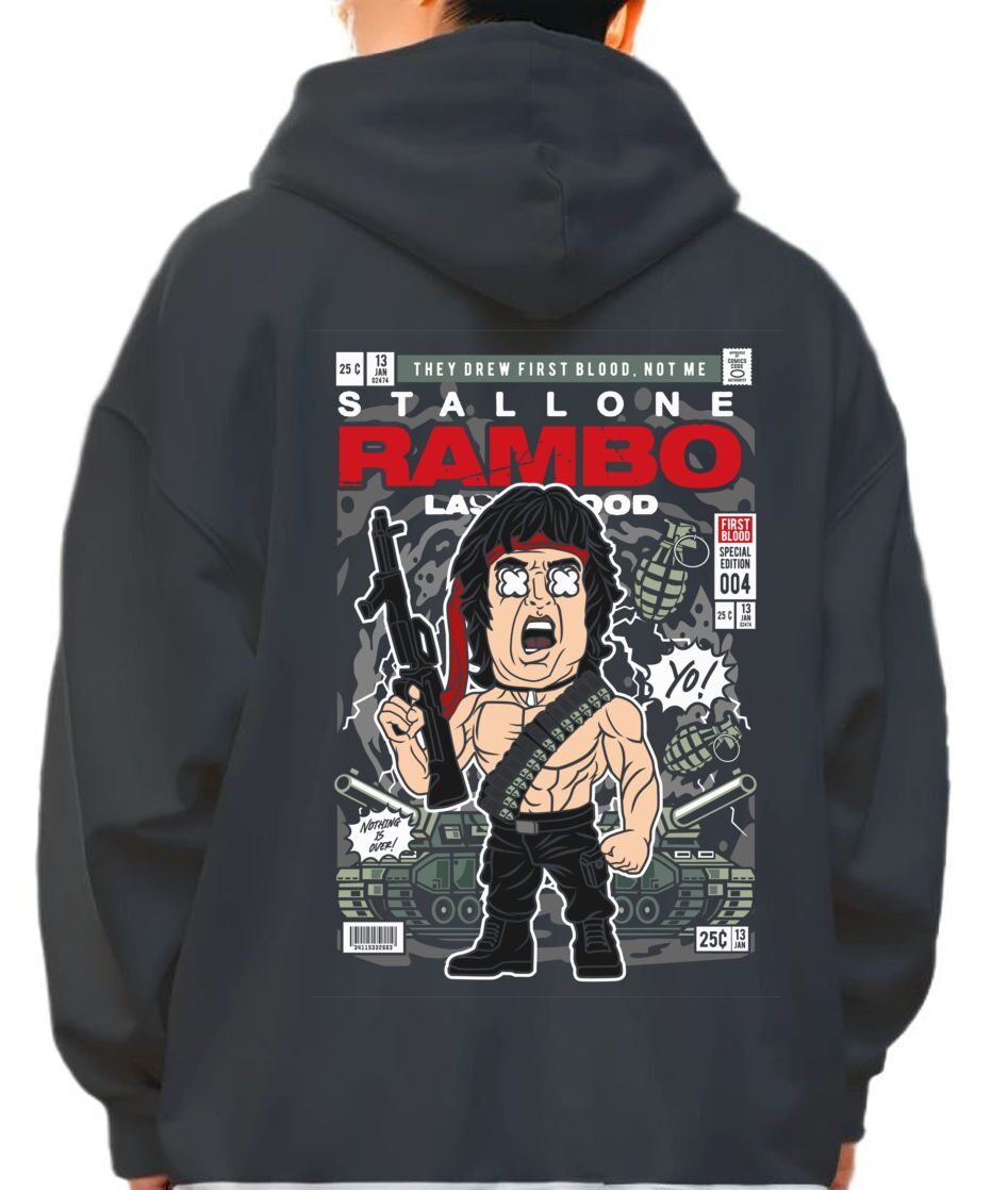 Hoodie John Rambo Pop Culture Black