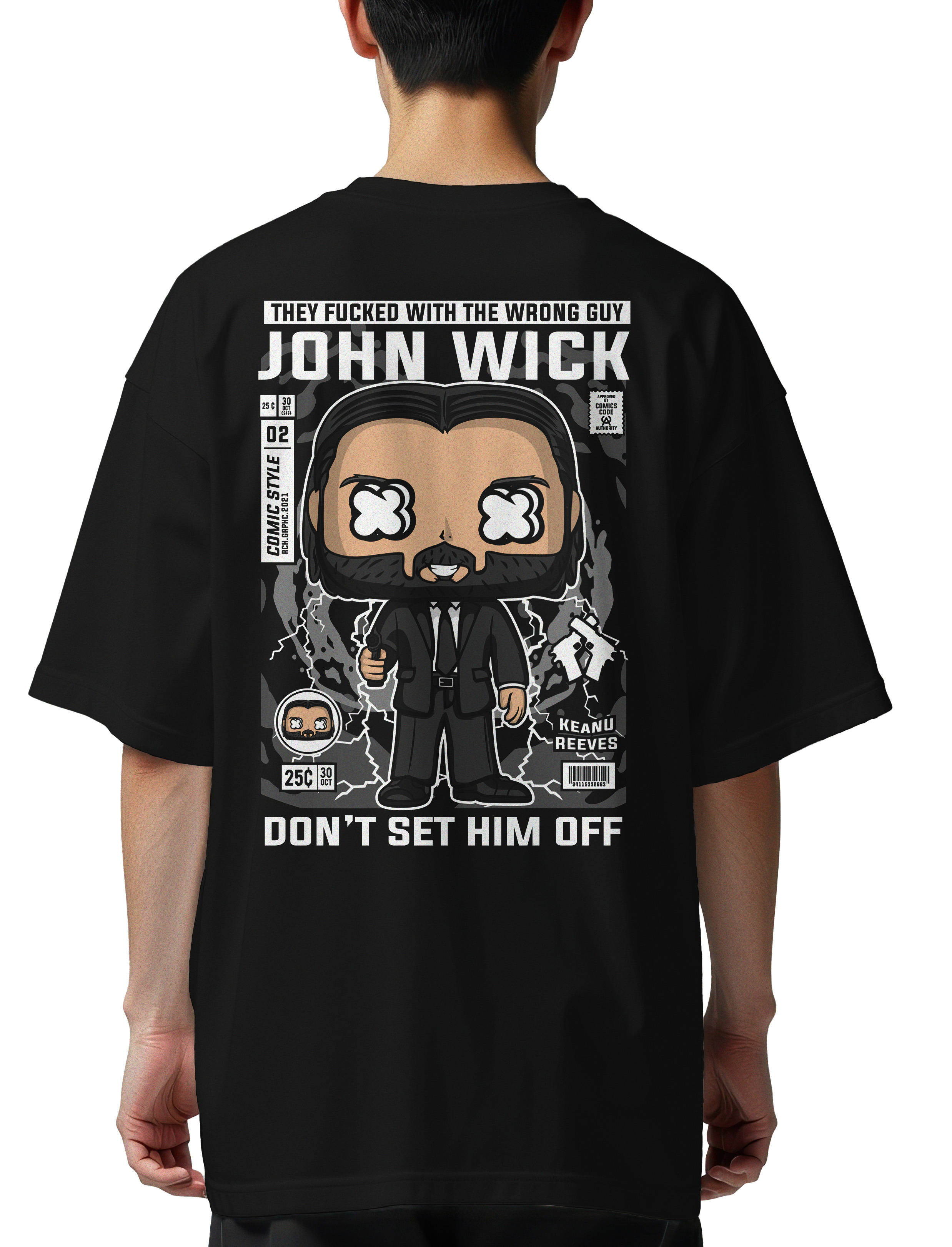 Oversized T-Shirt John Wick Pop Culture Black