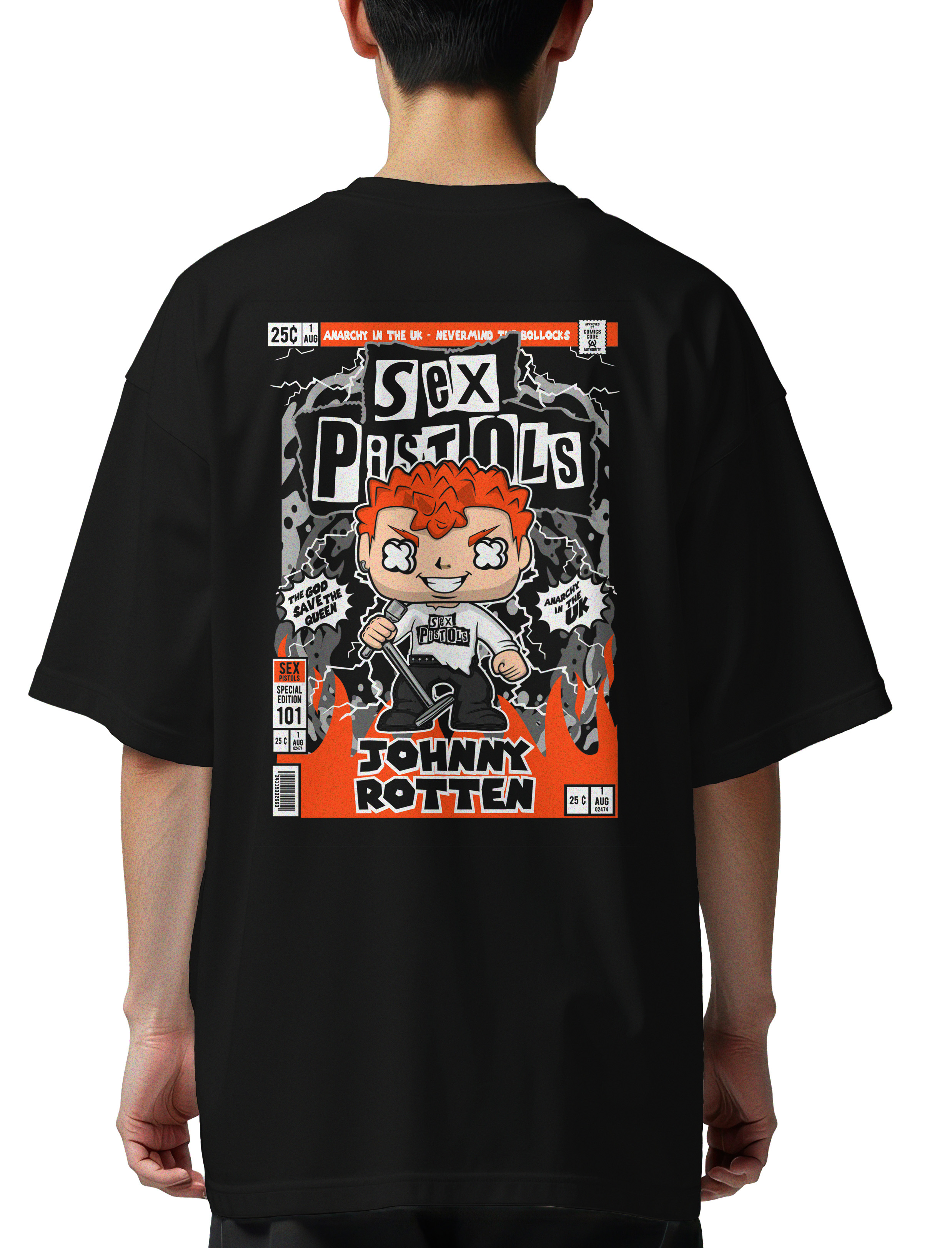 Oversized T-Shirt Johnny Rotten Sex Pistols Pop Culture Black