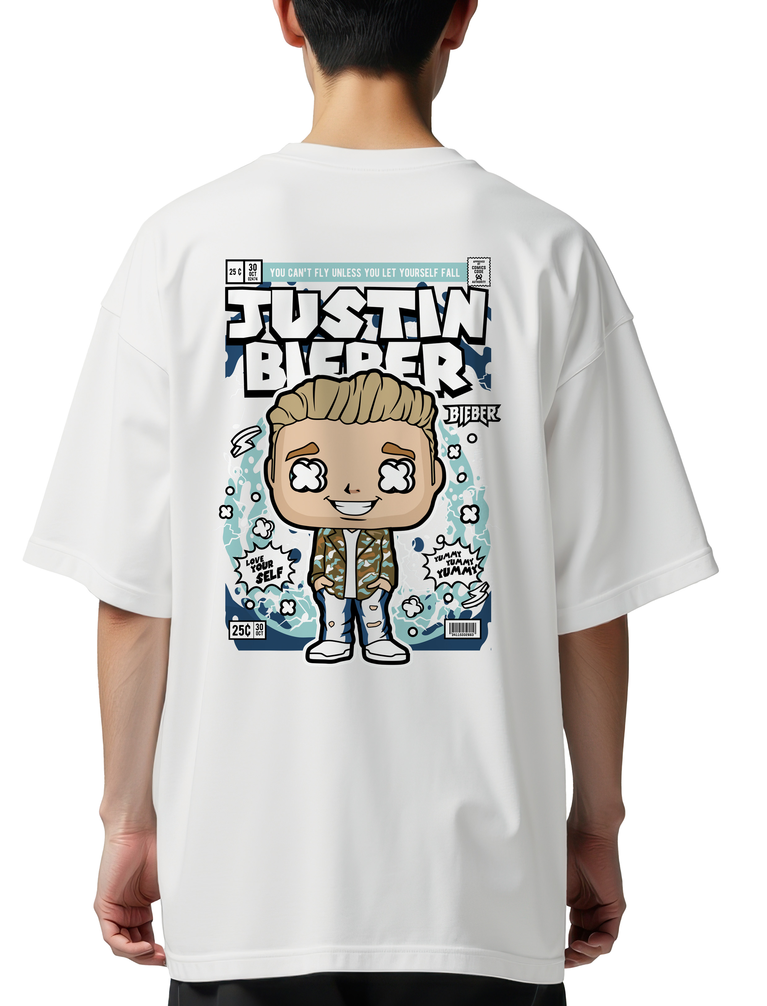 Oversized T-Shirt Justin Bieber Pop Culture White
