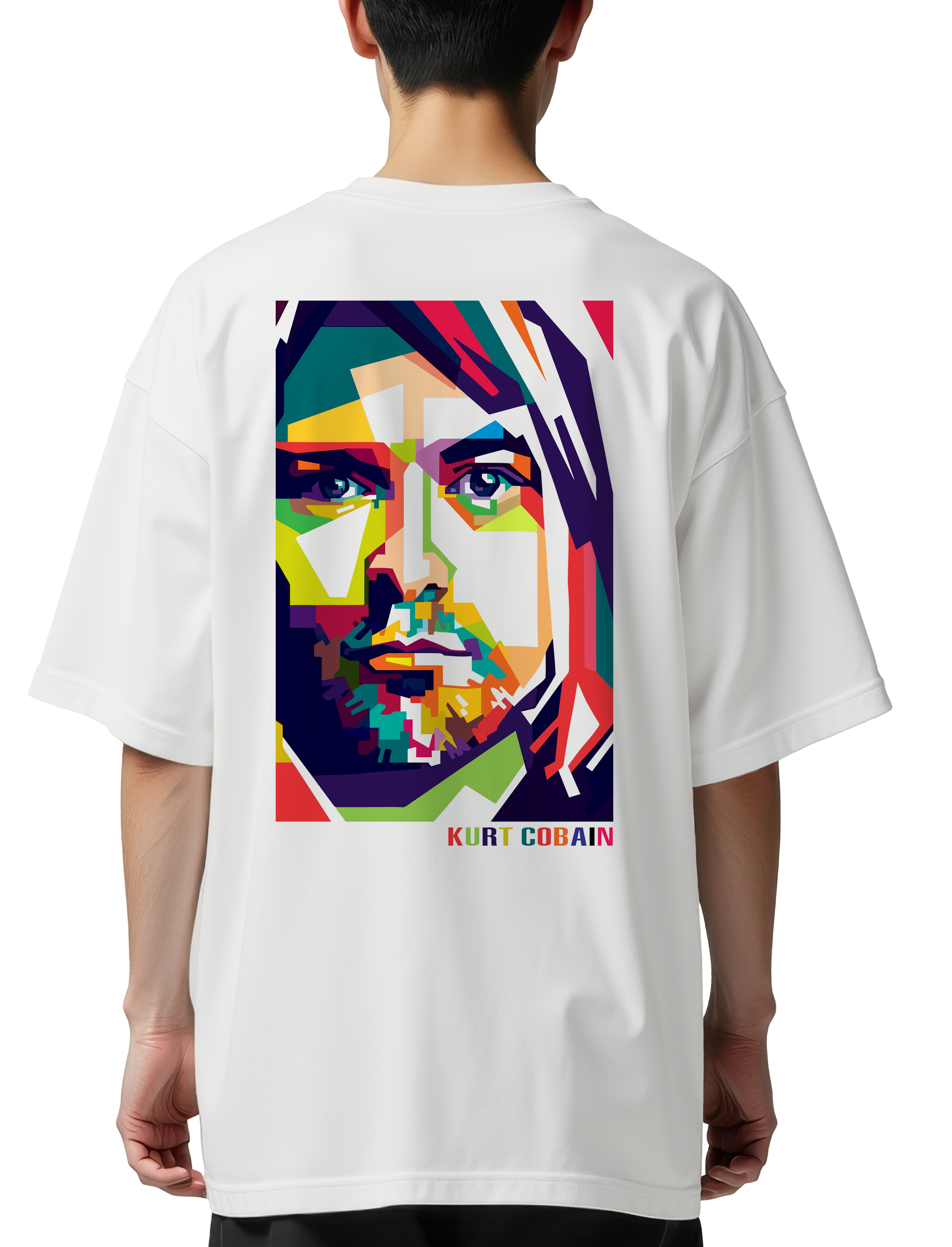 Oversized T-Shirt K Cobain Art1 Rock Avenue White