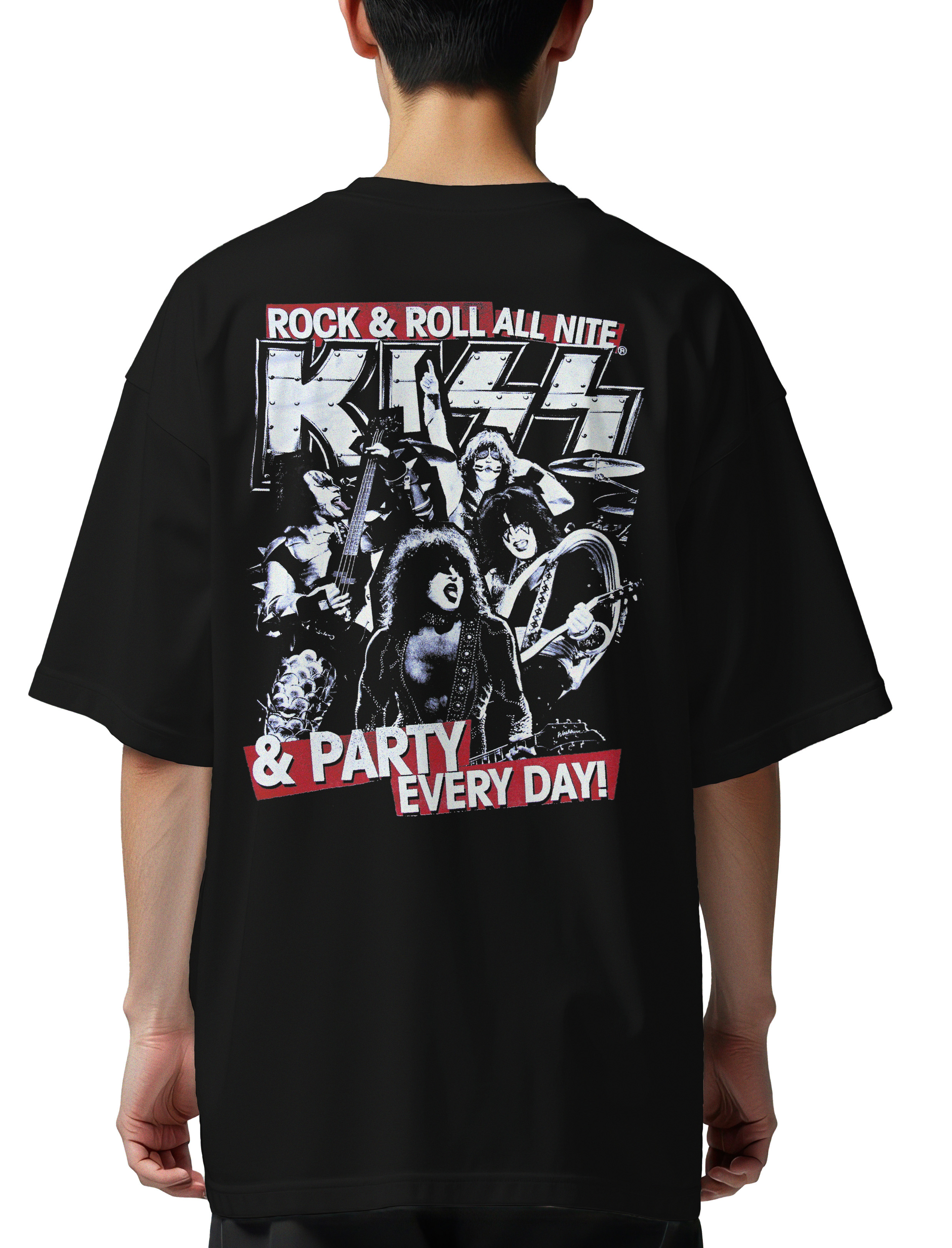 Oversized T-Shirt Kiss Rock Avenue Black