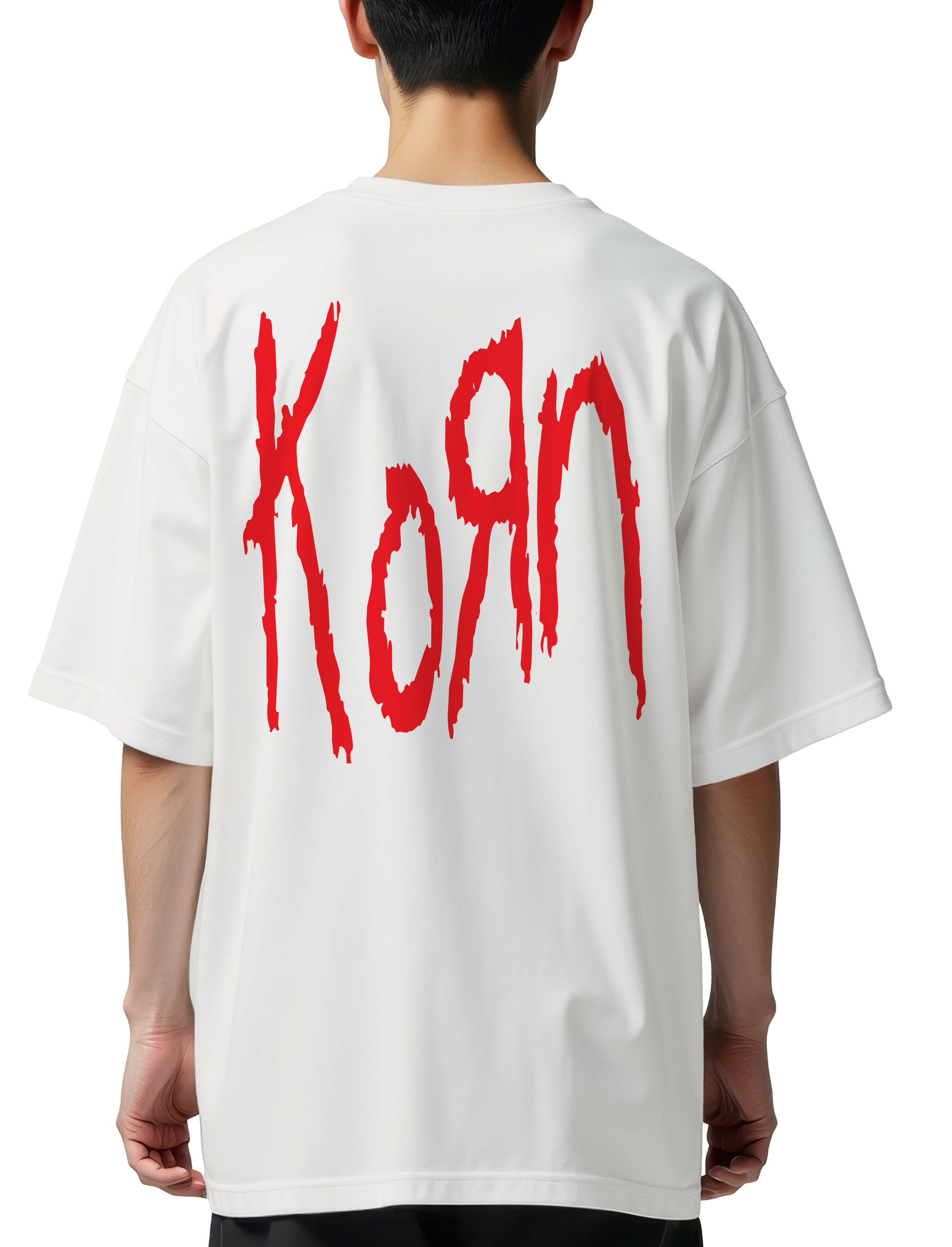 Oversized T-Shirt Korn Band Logo Rock Avenue White