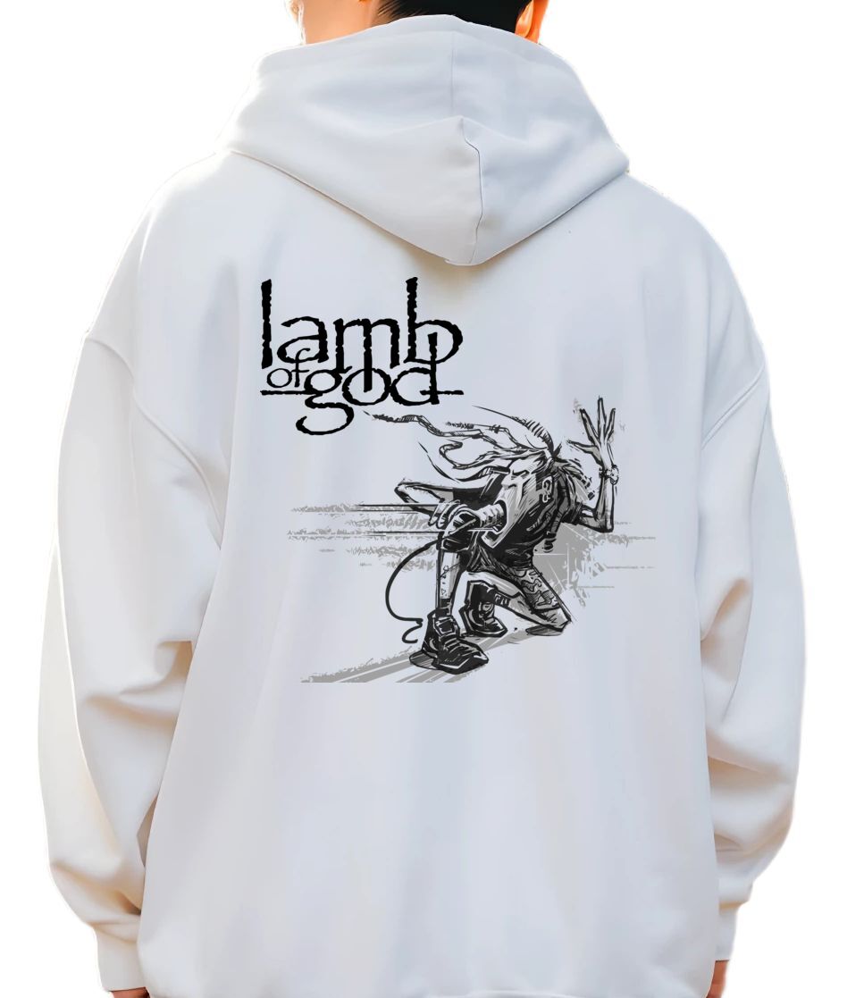 Hoodie Lamb Of God Rock Avenue White