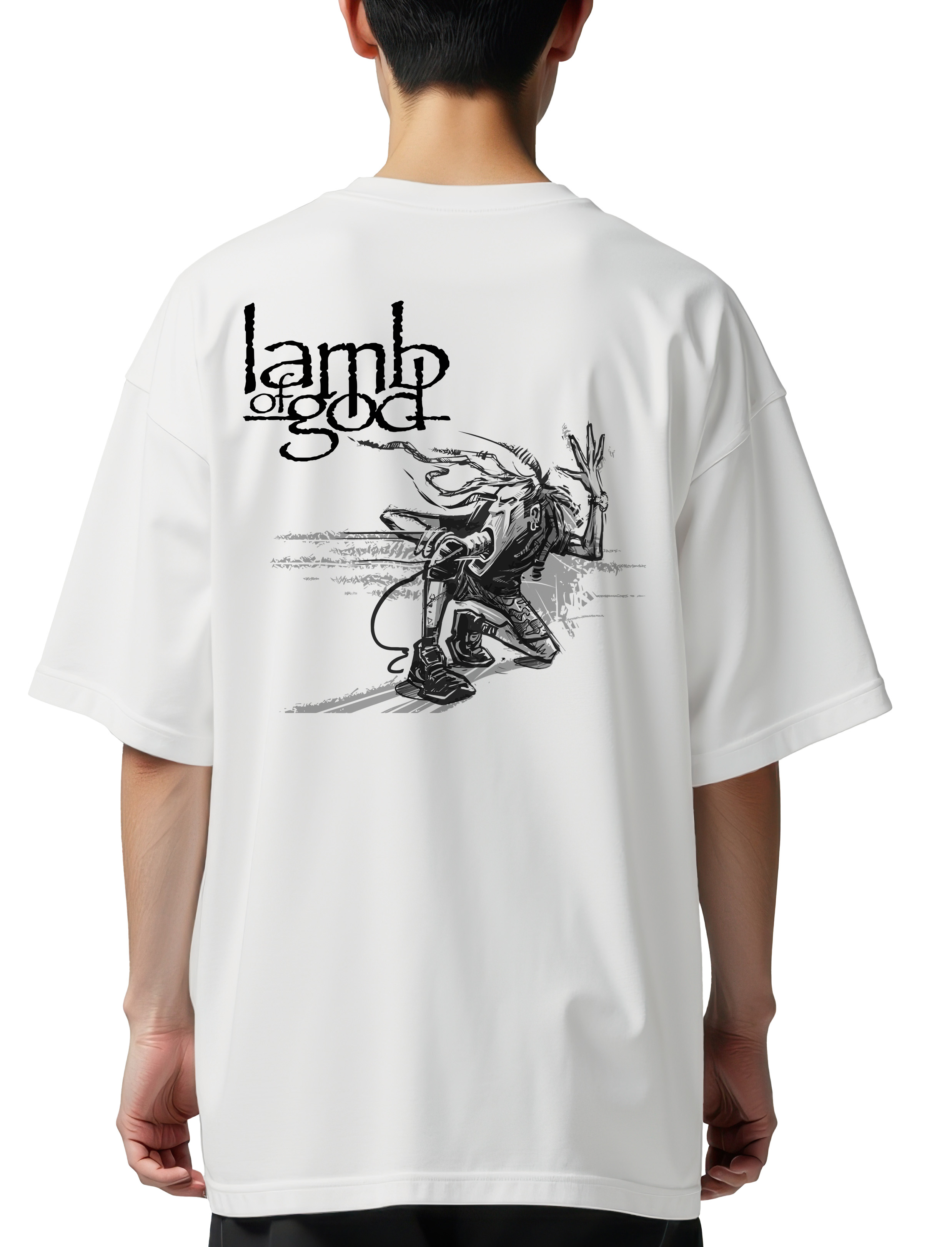 Oversized T-Shirt Lamb Of God Rock Avenue White