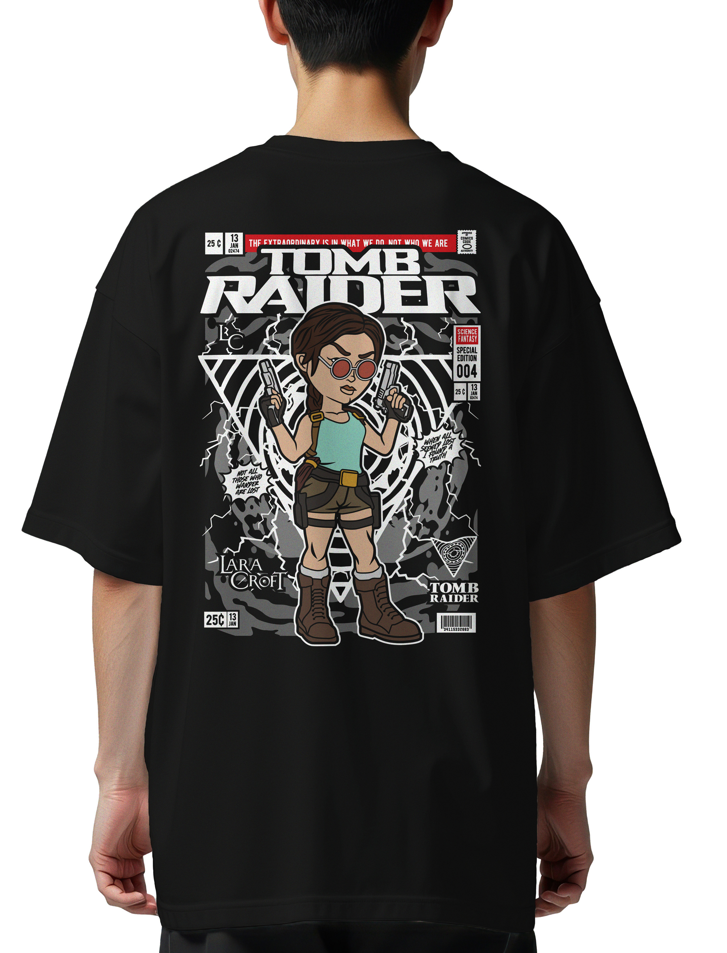 Oversized T-Shirt Lara Croft Tomb Raider Pop Culture Black
