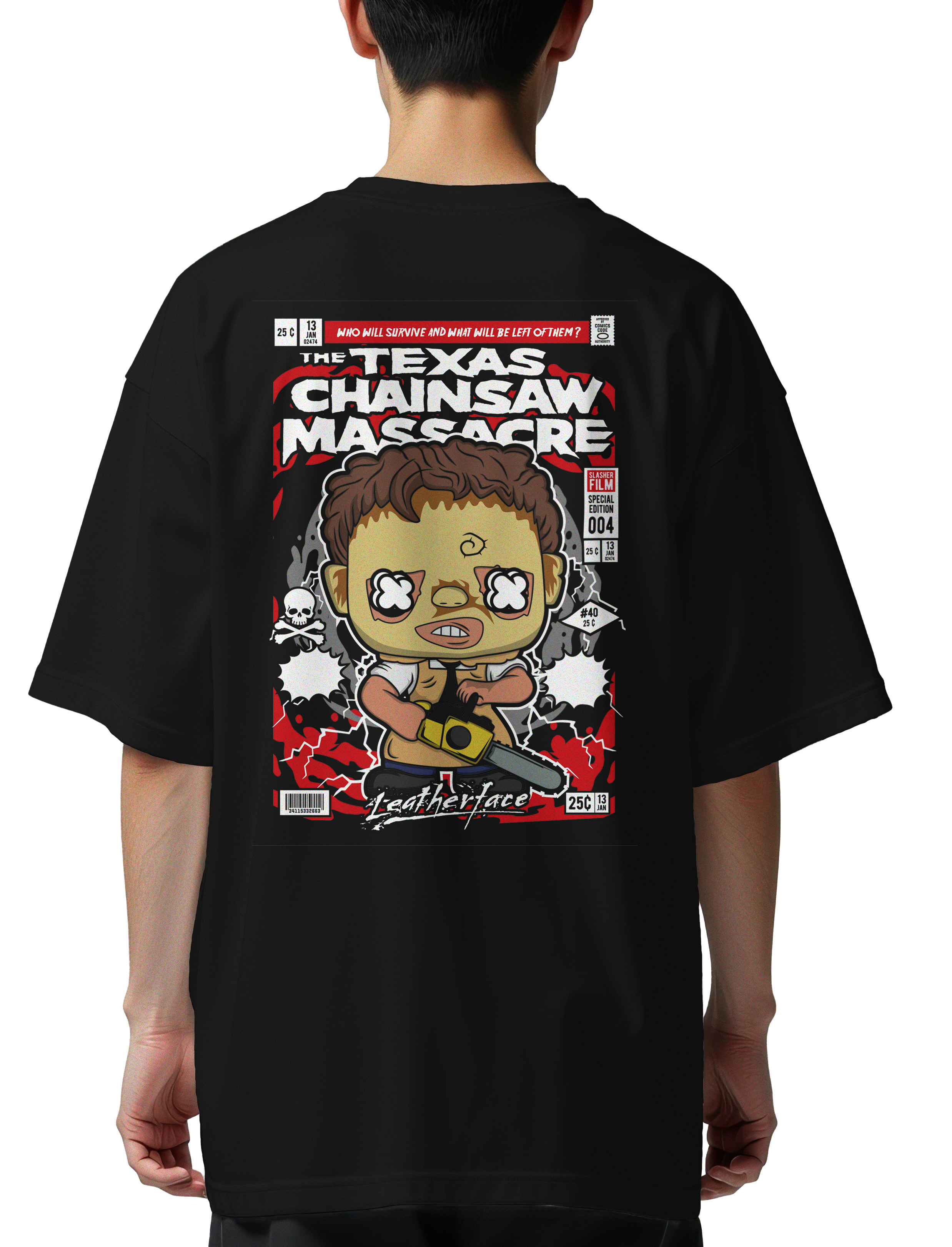 Oversized T-Shirt Leatherface Pop Culture Black