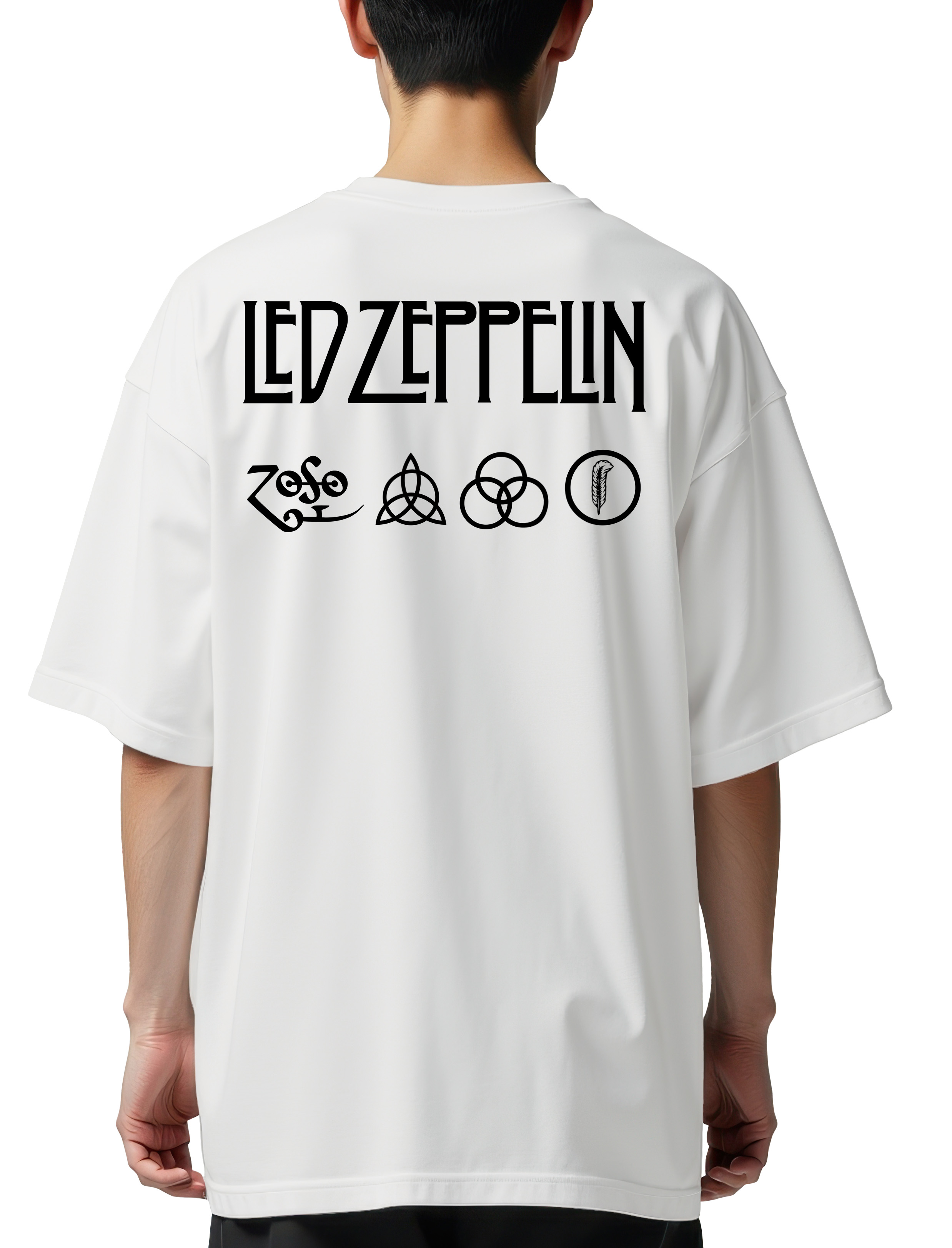 Oversized T-Shirt Led Zeppelin Logo Art Rock Avenue White